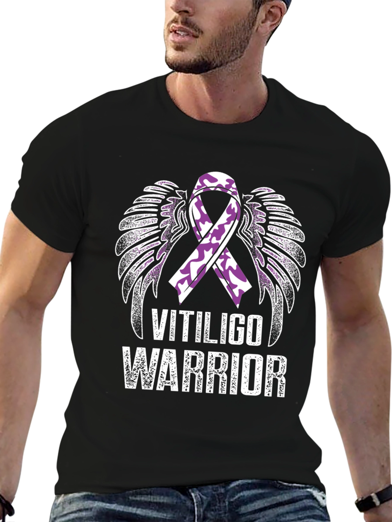 Vitiligo Warrior Ribbon Wings T-Shirt