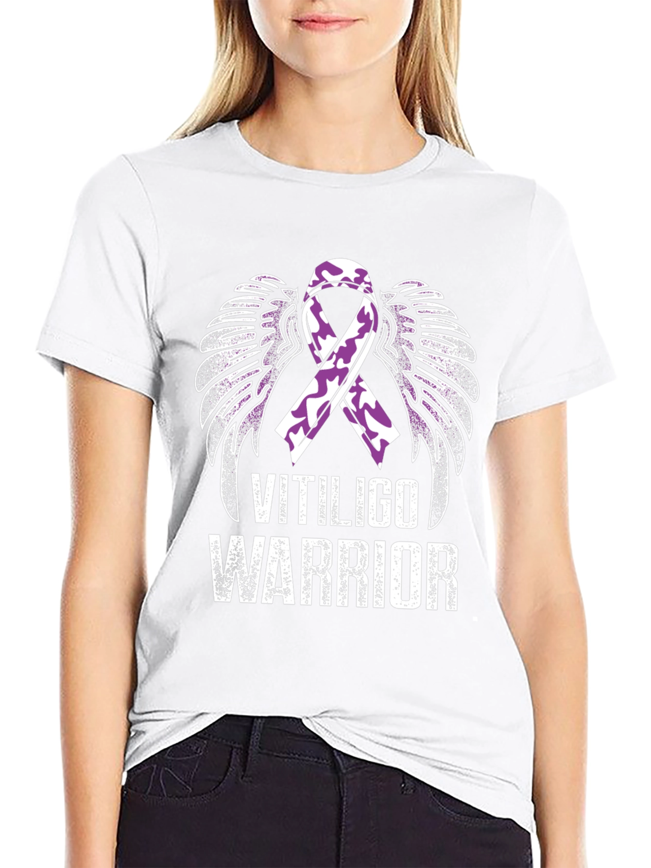 Vitiligo Warrior Ribbon Wings T-Shirt