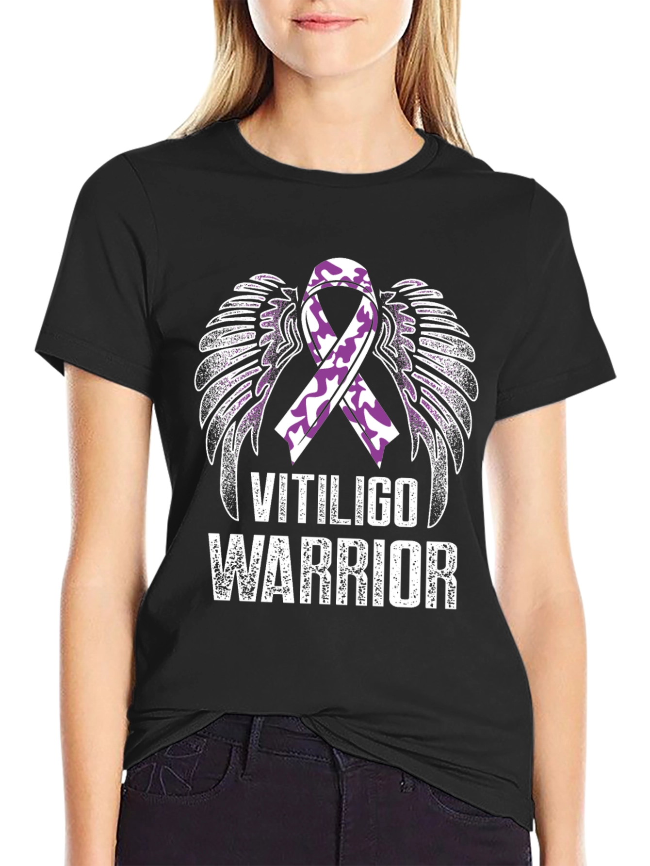Vitiligo Warrior Ribbon Wings T-Shirt