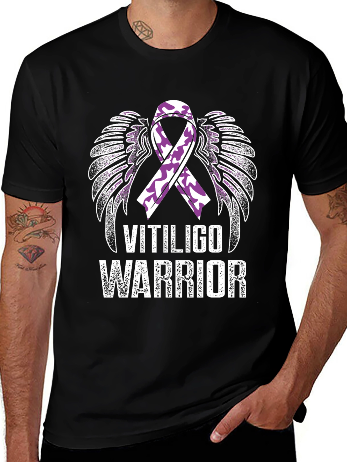 Vitiligo Warrior Ribbon Wings T-Shirt