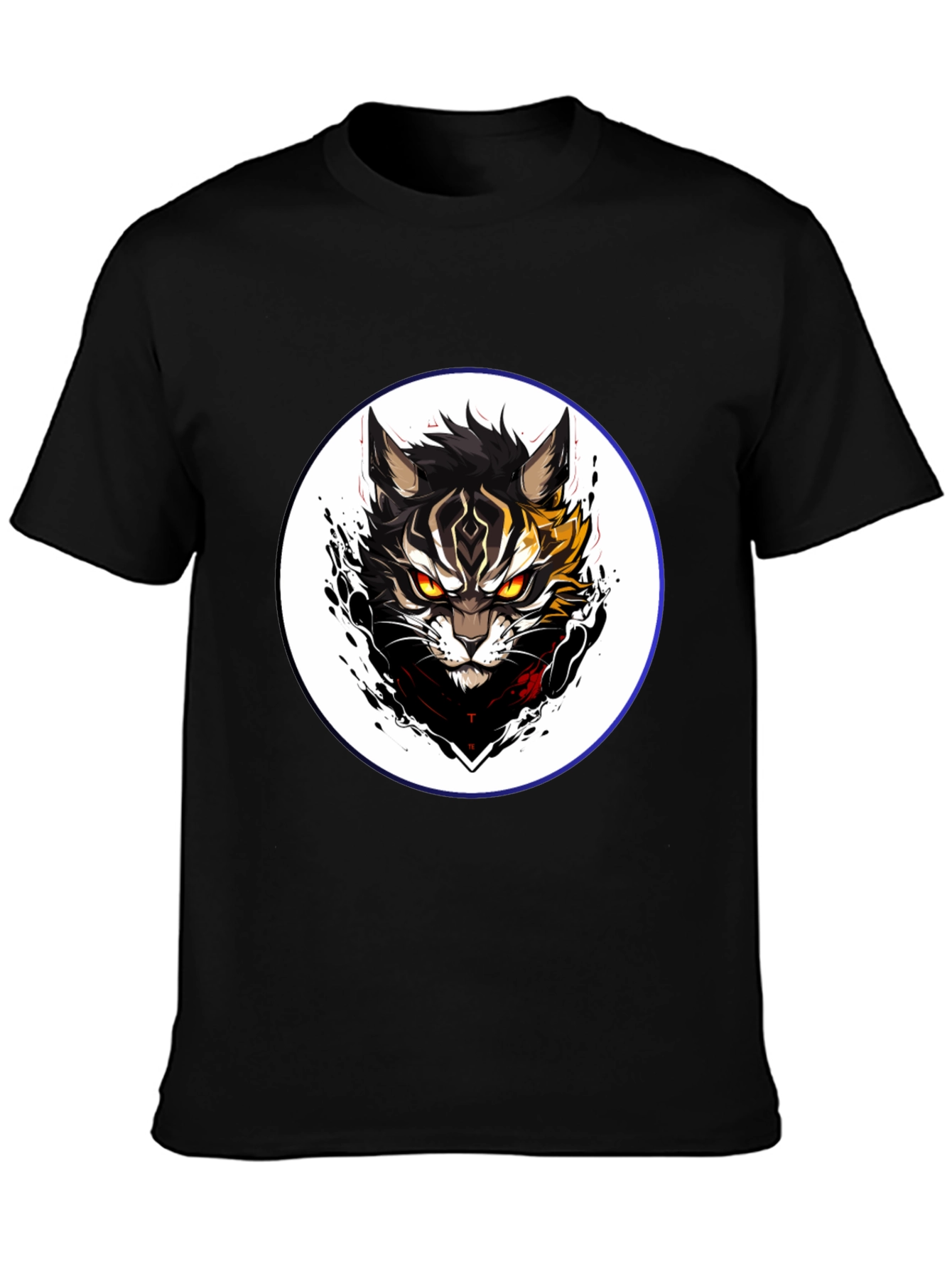 Black T-Shirt with Cat Design
