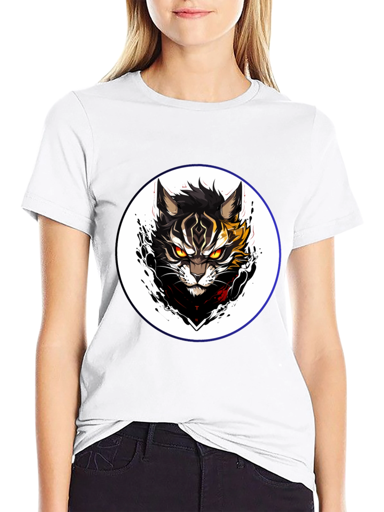 Black T-Shirt with Cat Design