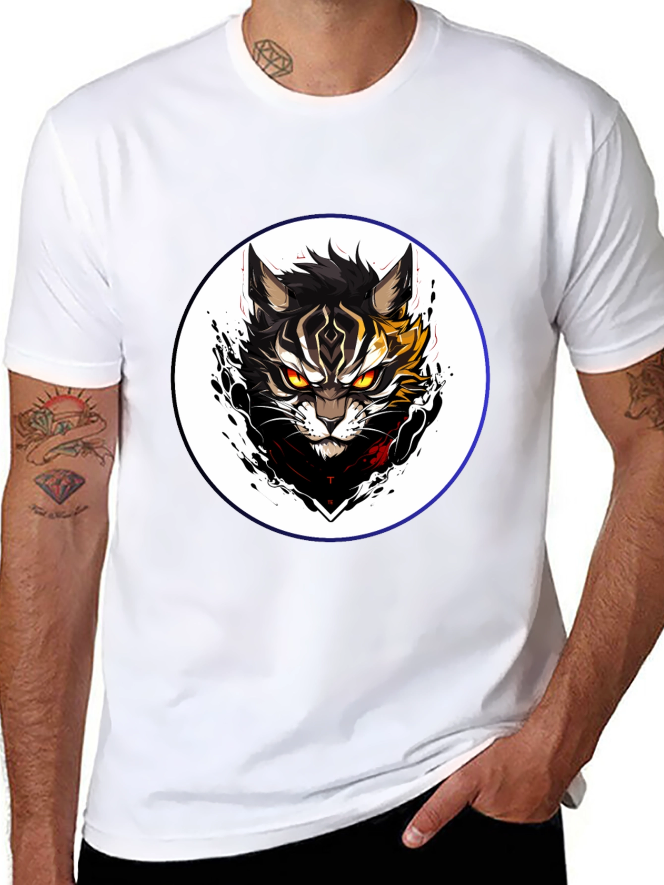 Black T-Shirt with Cat Design