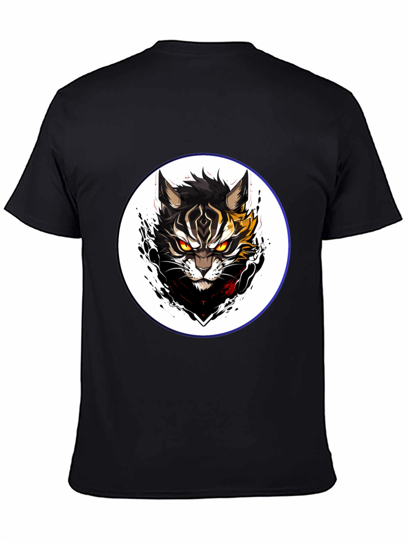 Black T-Shirt with Cat Design