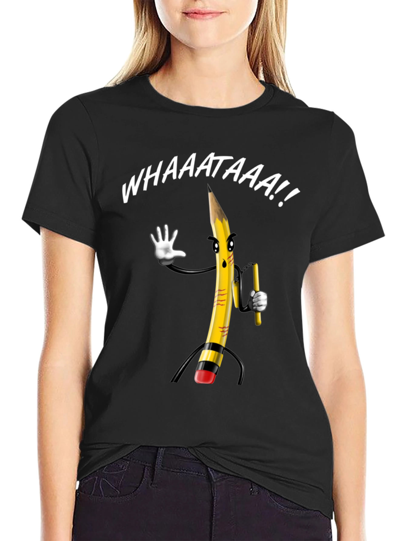 Whaaat Pencil Graphic T-Shirt