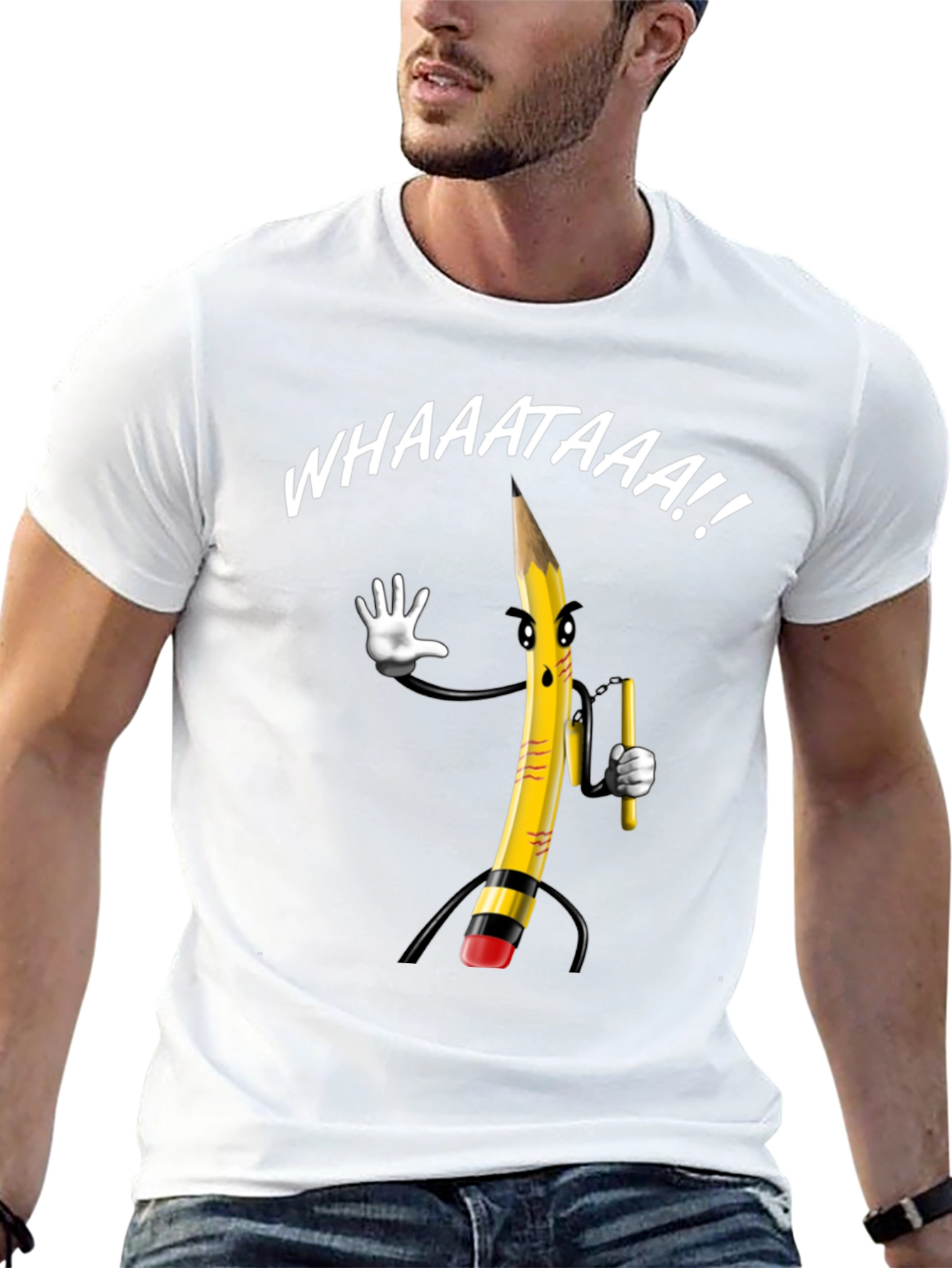 Whaaat Pencil Graphic T-Shirt