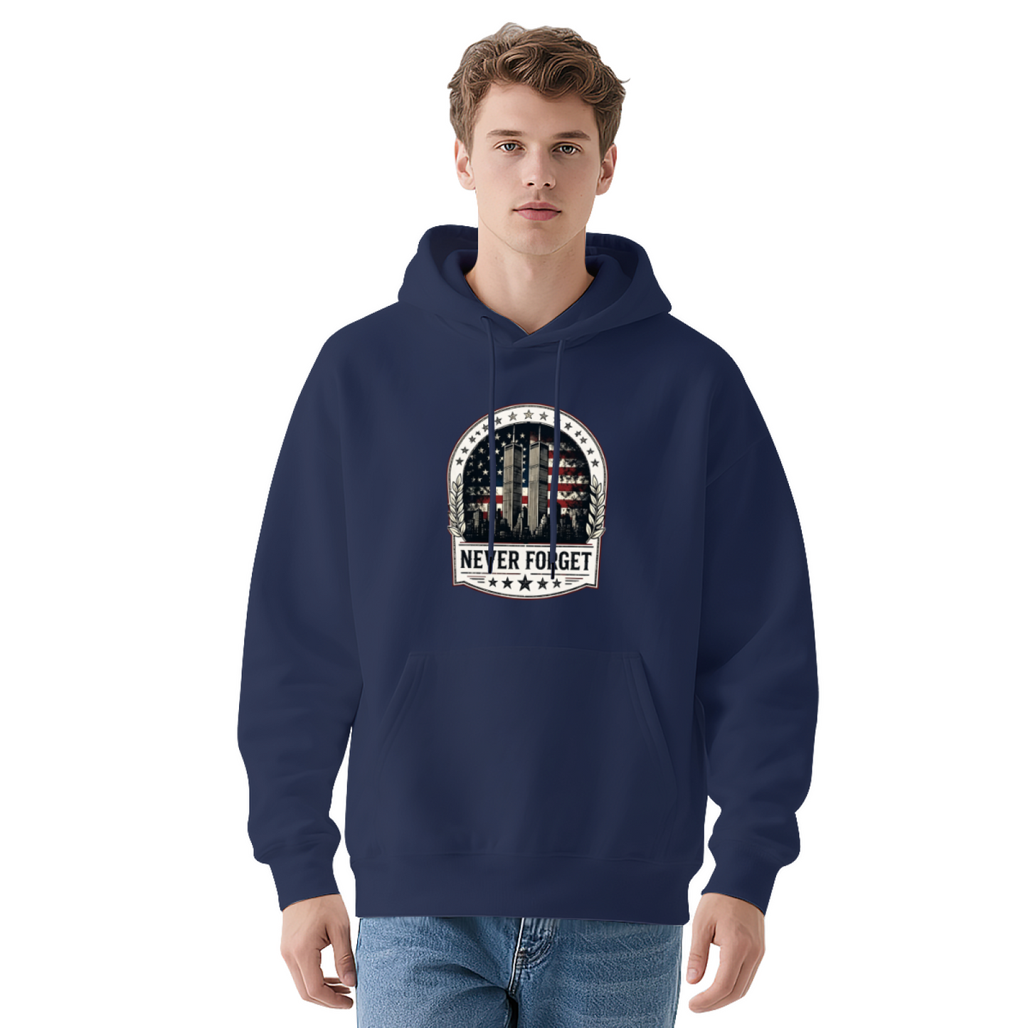 Retro Wreath Frame Twin Towers Never Forget 9?11 Hoodie