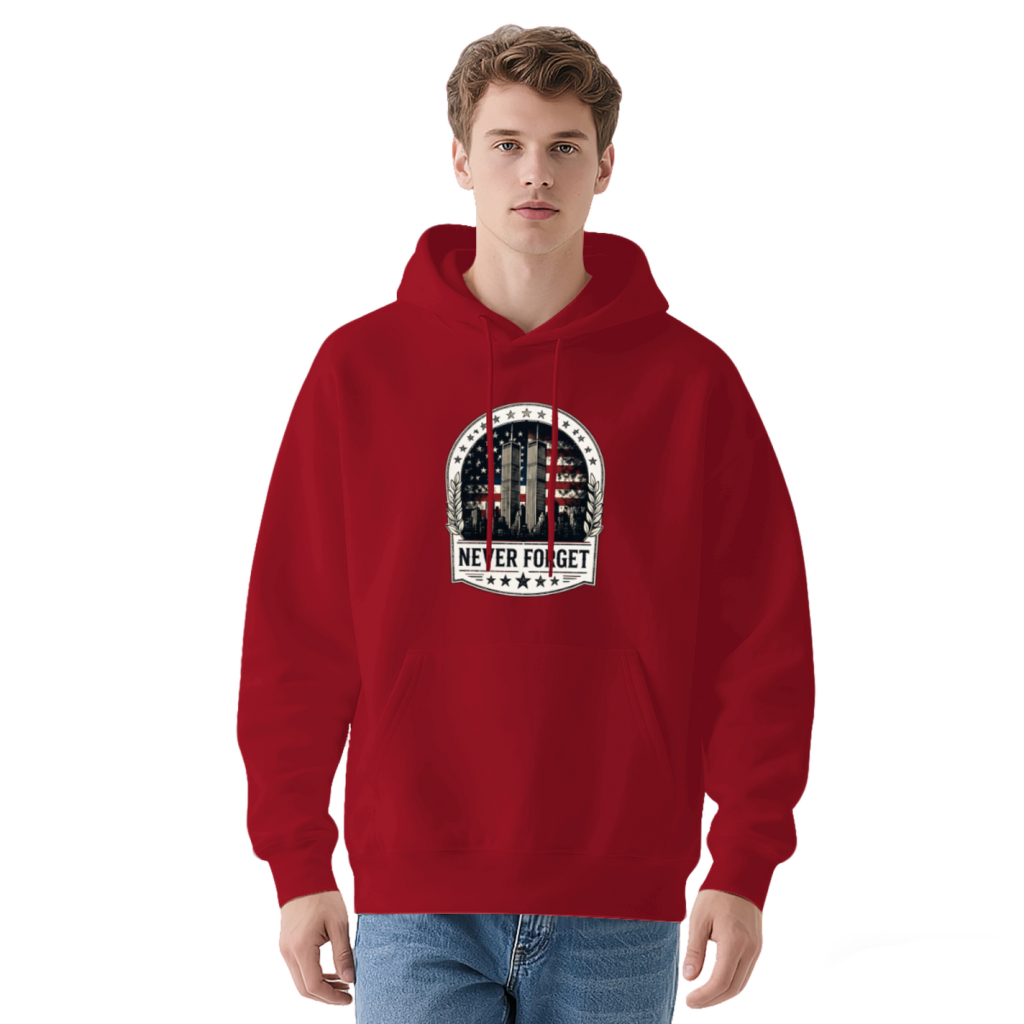 Retro Wreath Frame Twin Towers Never Forget 9?11 Hoodie