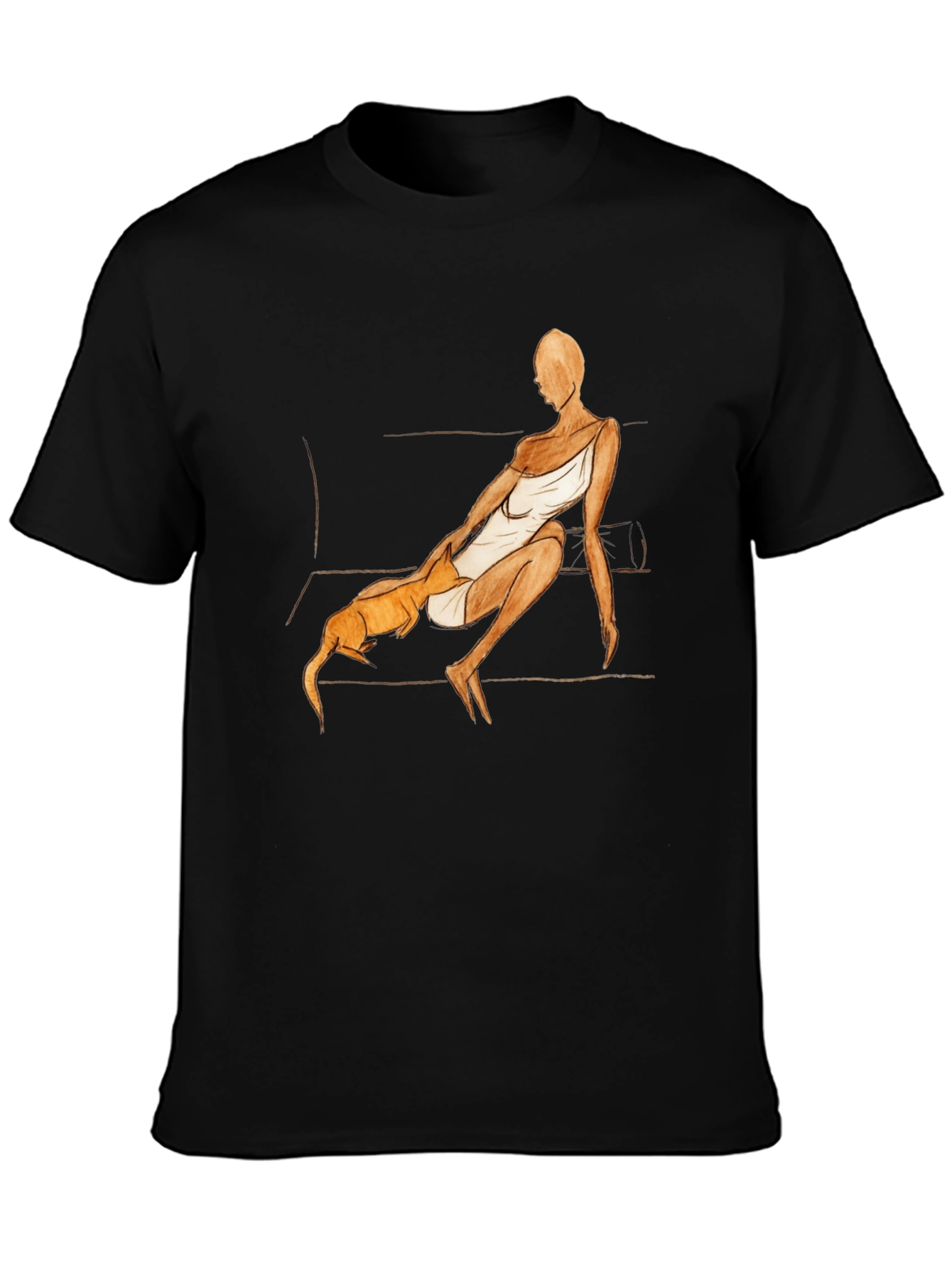 Unique Graphic Tee - Woman and Dog Art