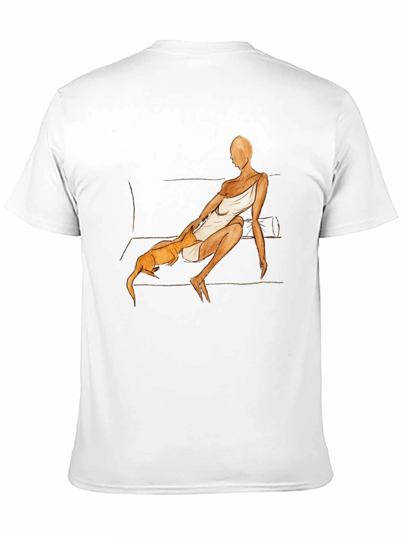 Unique Graphic Tee - Woman and Dog Art
