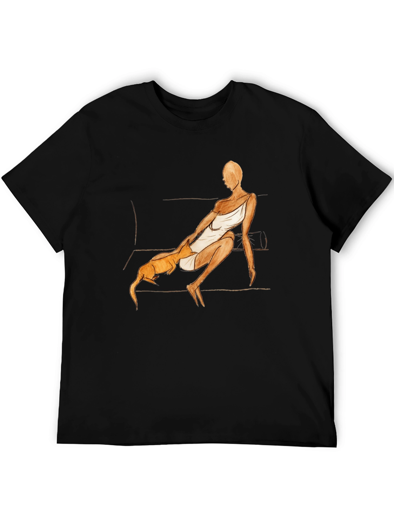 Unique Graphic Tee - Woman and Dog Art