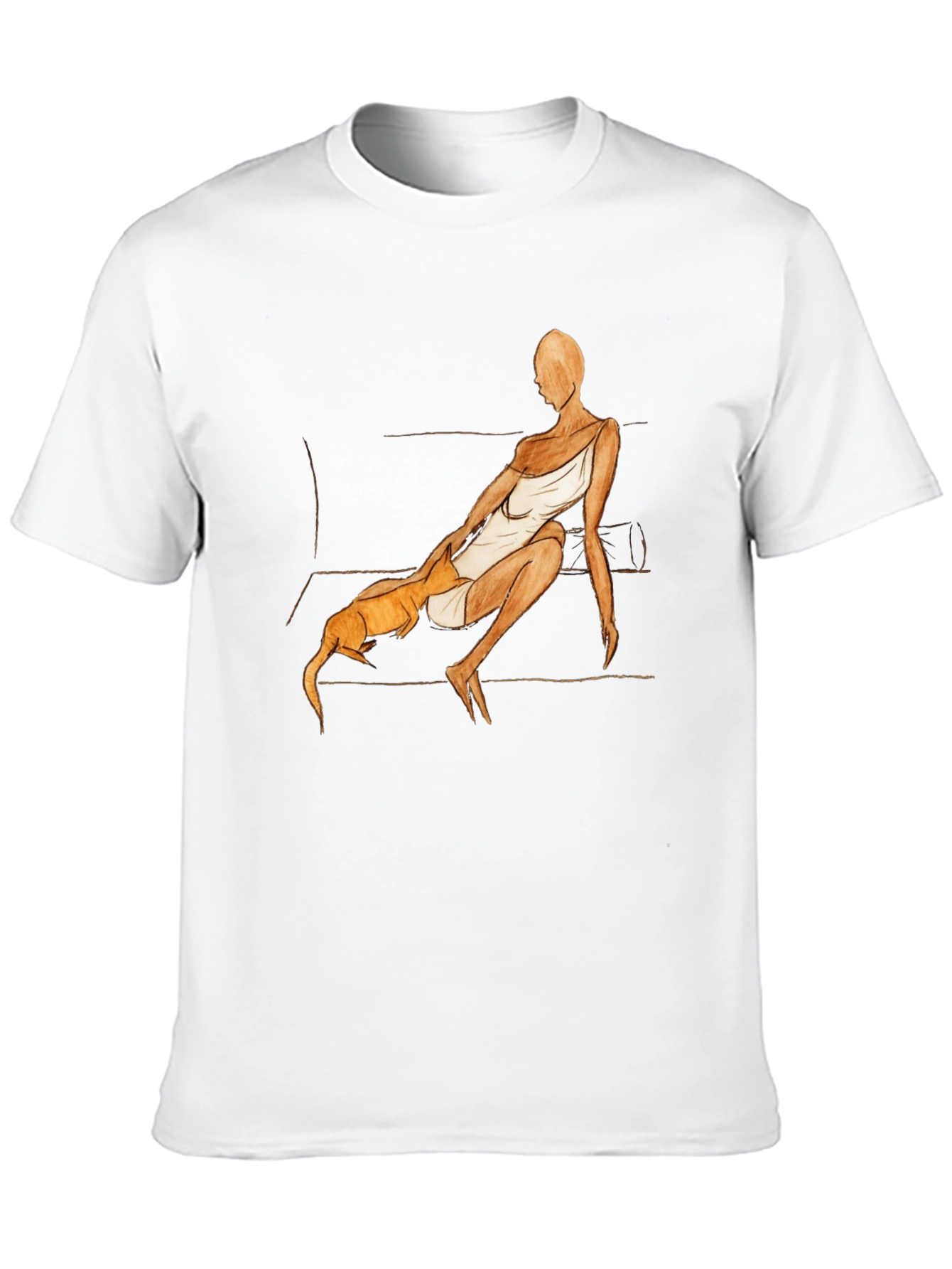 Unique Graphic Tee - Woman and Dog Art