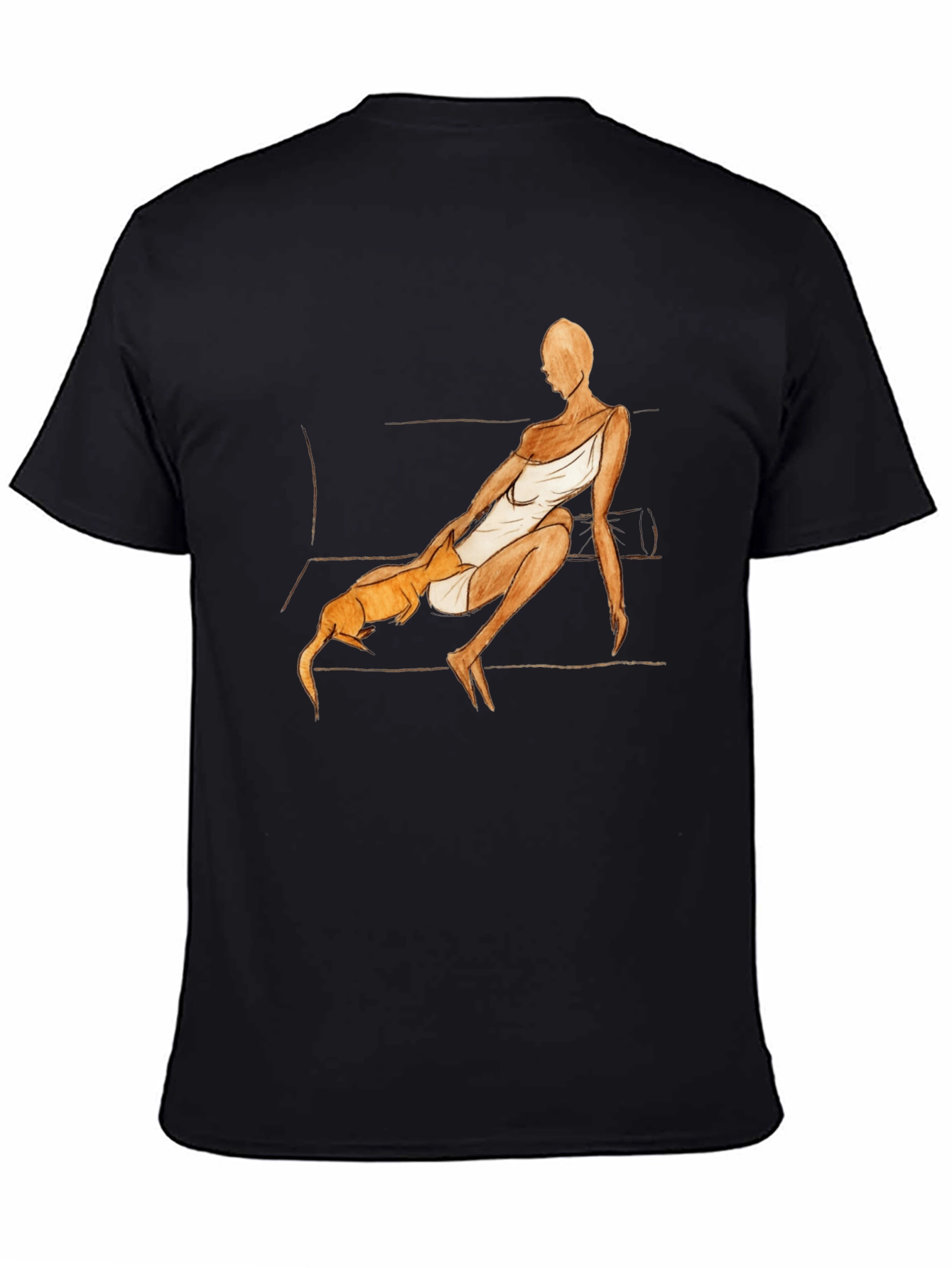 Unique Graphic Tee - Woman and Dog Art