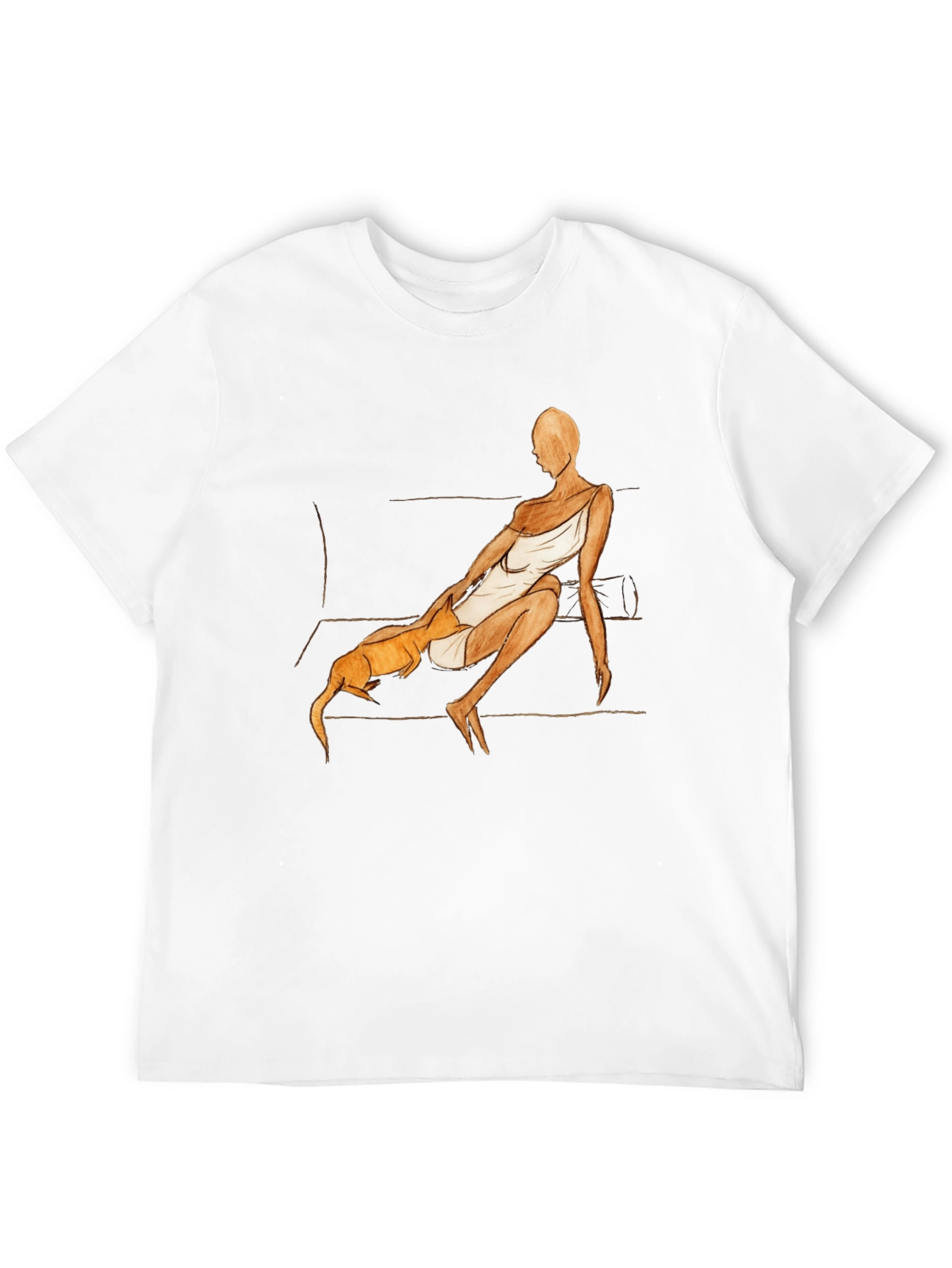 Unique Graphic Tee - Woman and Dog Art