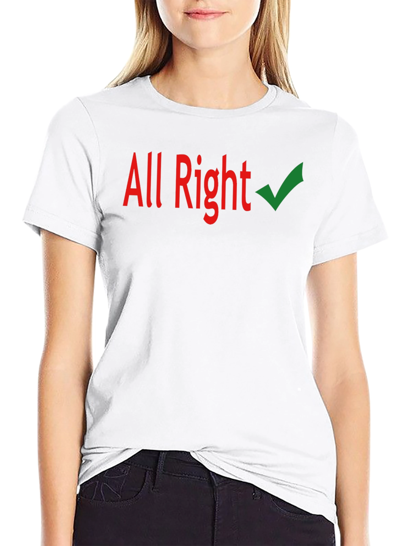 All Right Checkmark Graphic Tee - Casual Black T-Shirt