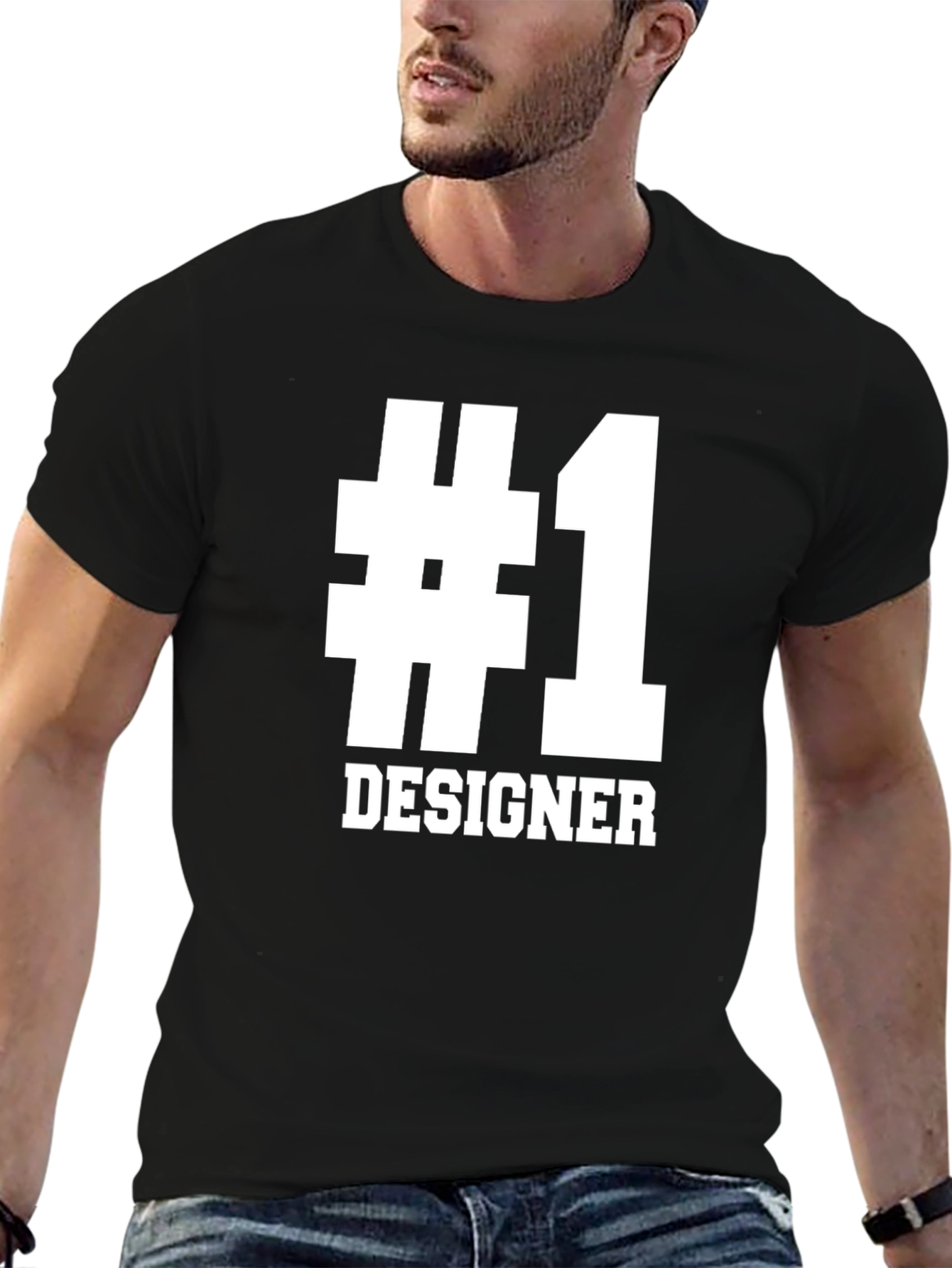 #1 Designer Graphic Tee - Black Cotton T-Shirt