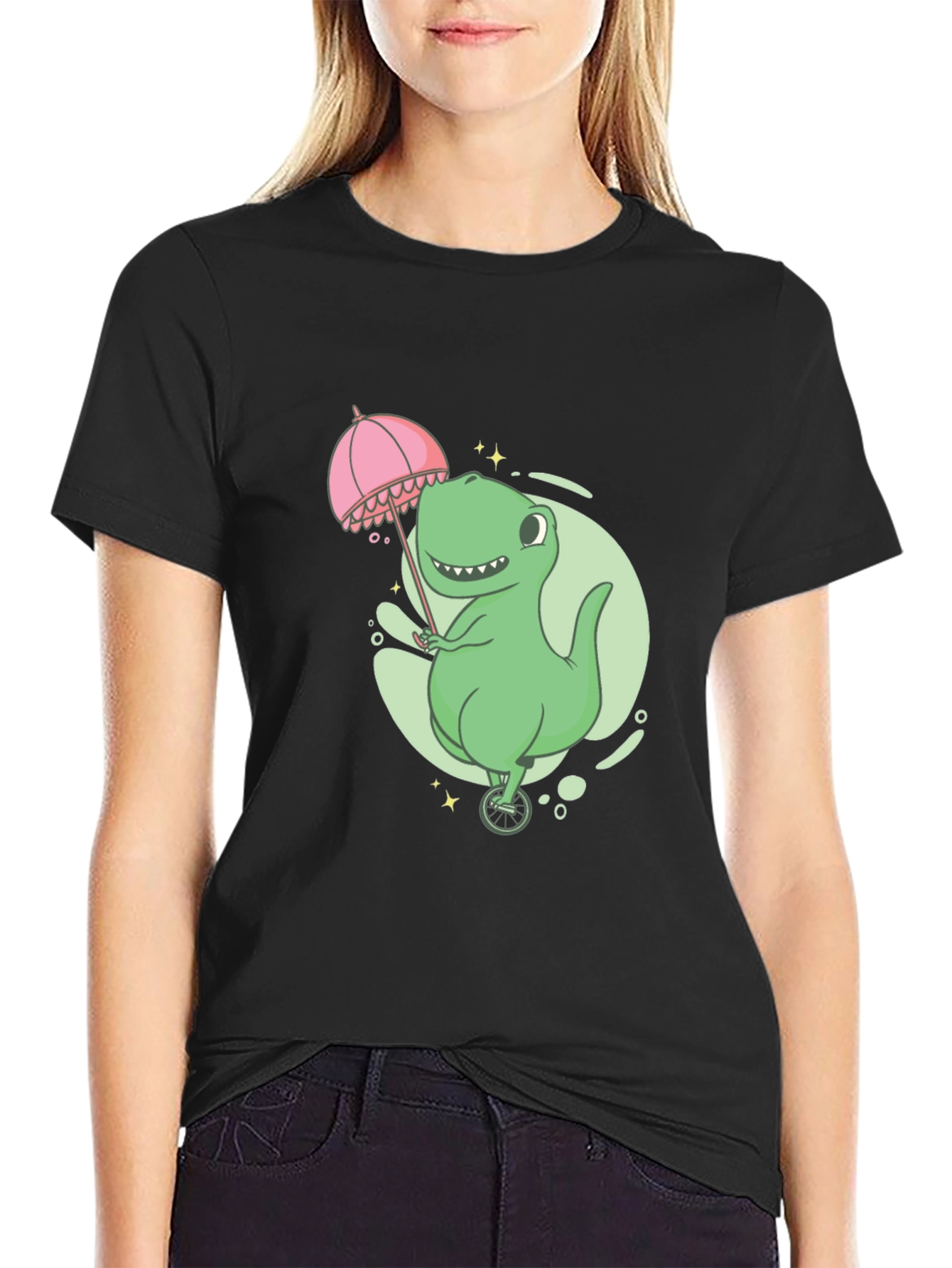 Dino Unicycle T-Shirt - Black Graphic Tee