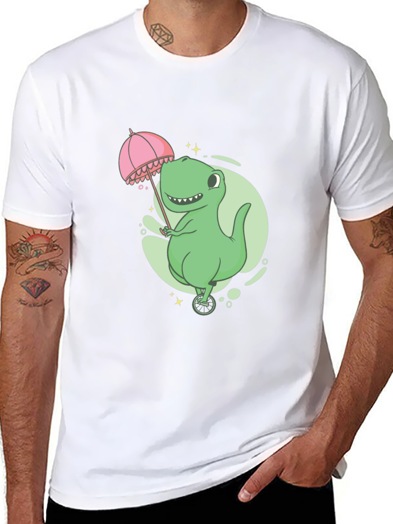 Dino Unicycle T-Shirt - Black Graphic Tee