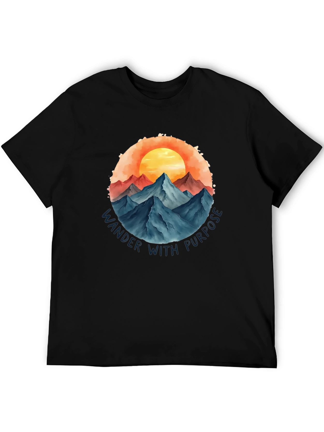 Wander With Purpose Graphic Tee - Mountain Sunset Design