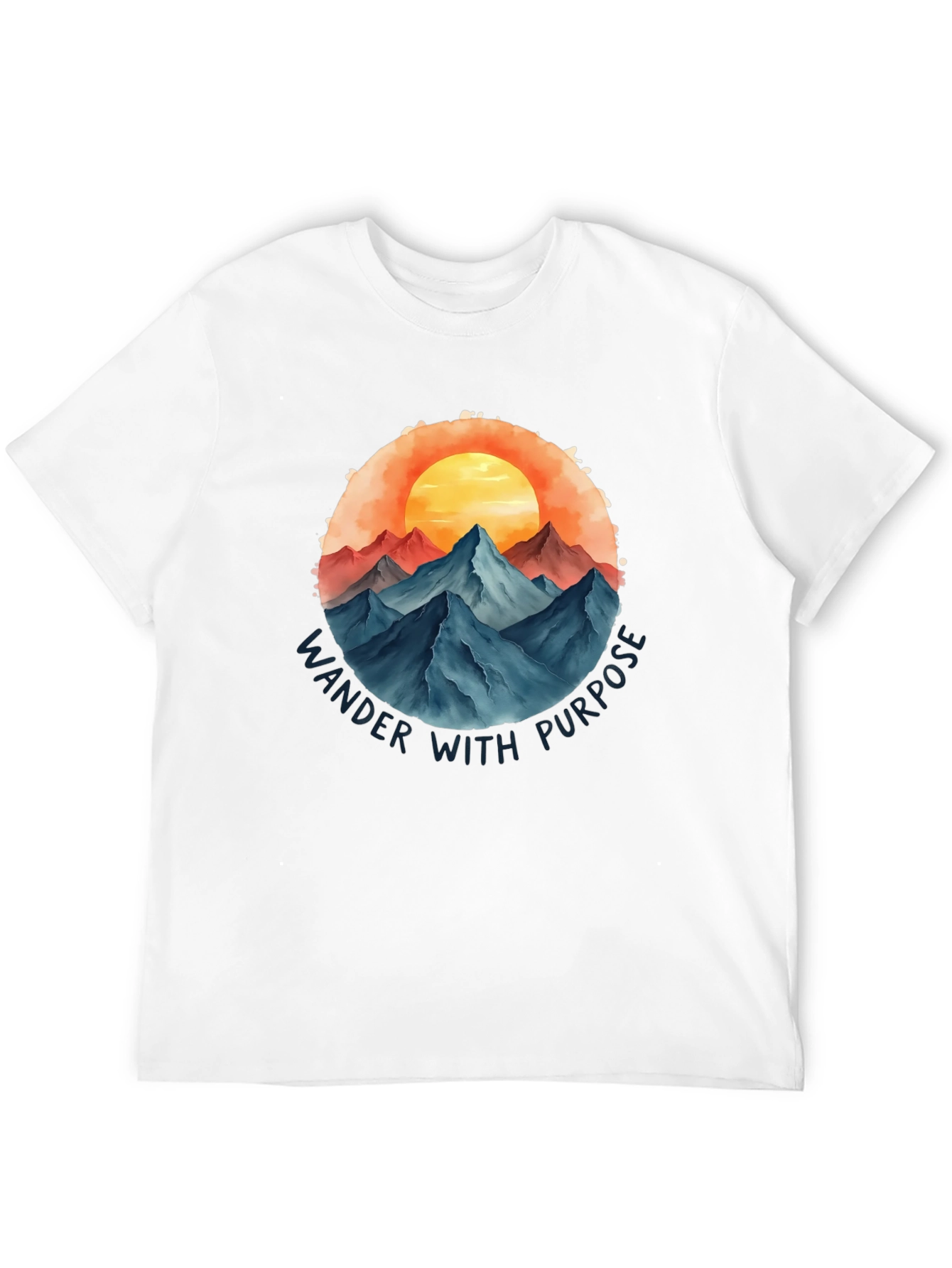 Wander With Purpose Graphic Tee - Mountain Sunset Design