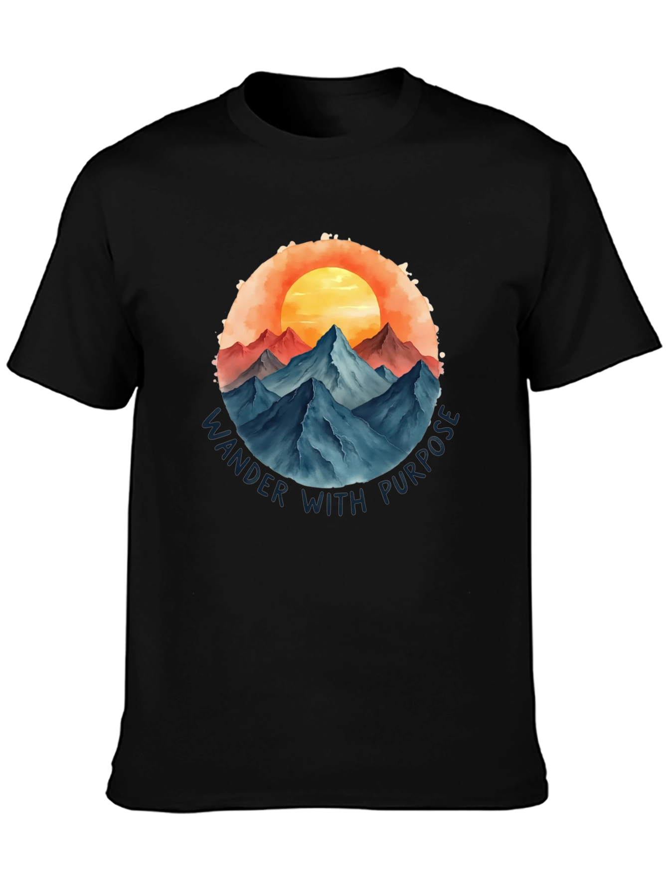 Wander With Purpose Graphic Tee - Mountain Sunset Design