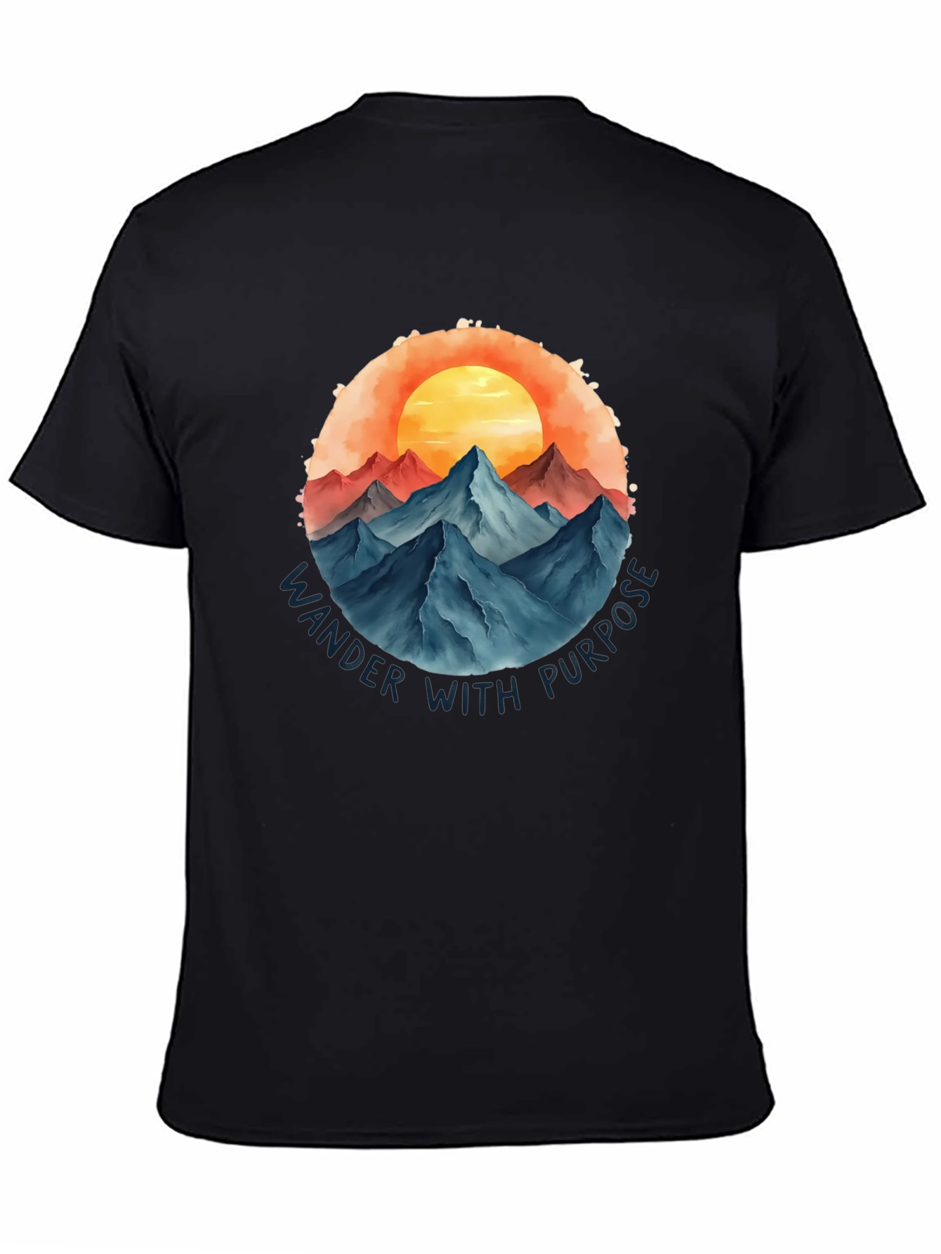 Wander With Purpose Graphic Tee - Mountain Sunset Design