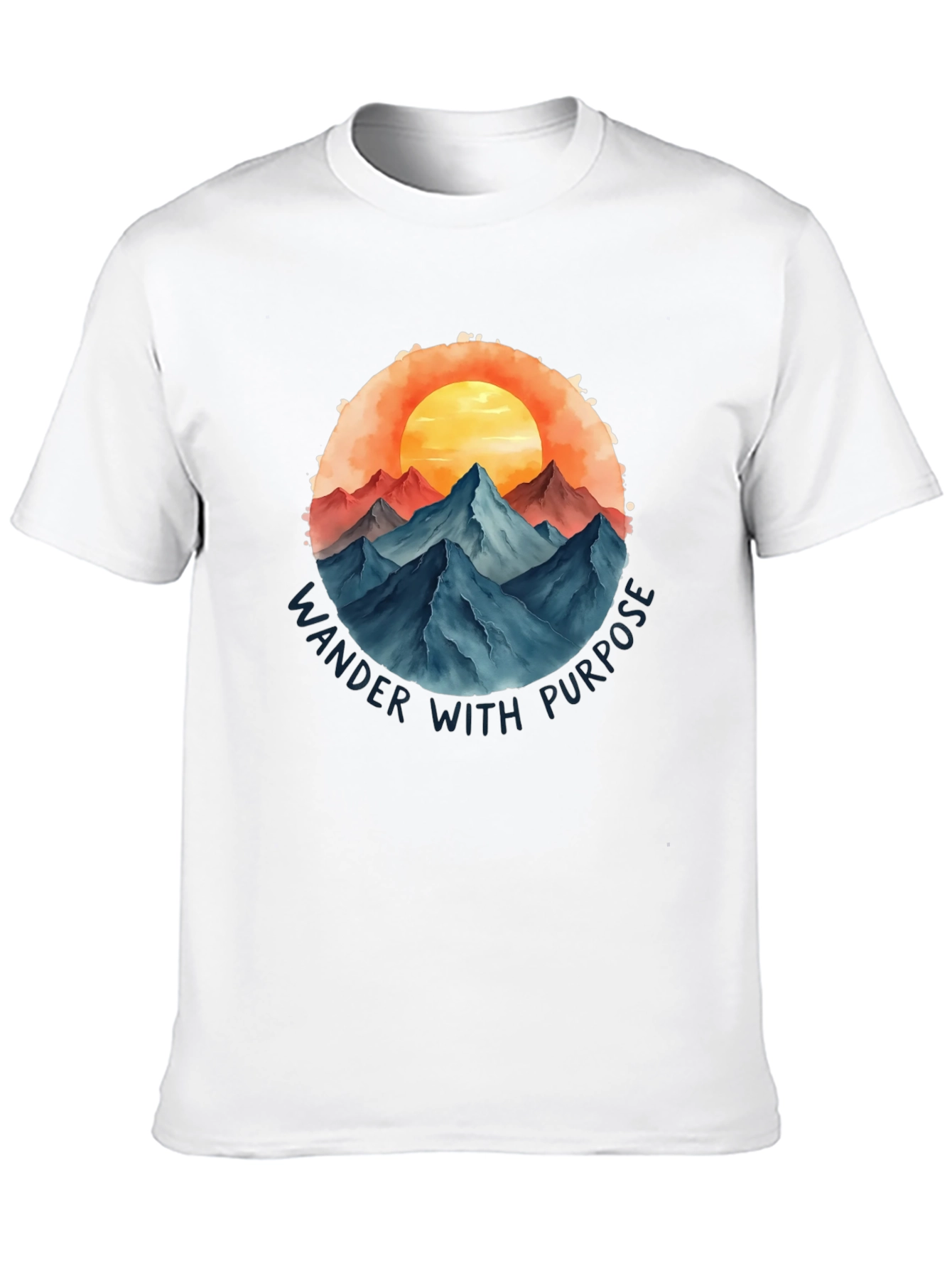 Wander With Purpose Graphic Tee - Mountain Sunset Design
