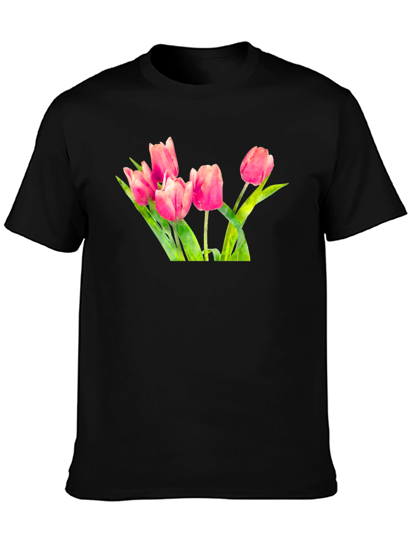 Tulip Print Black T-Shirt
