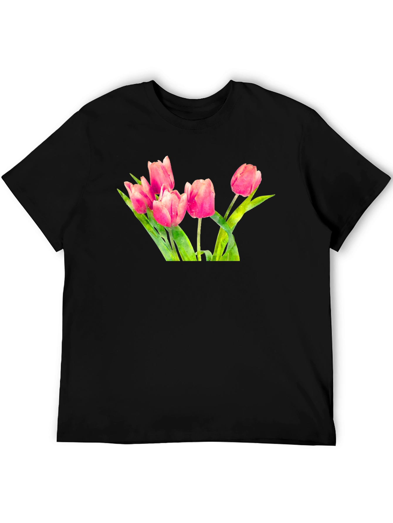 Tulip Print Black T-Shirt