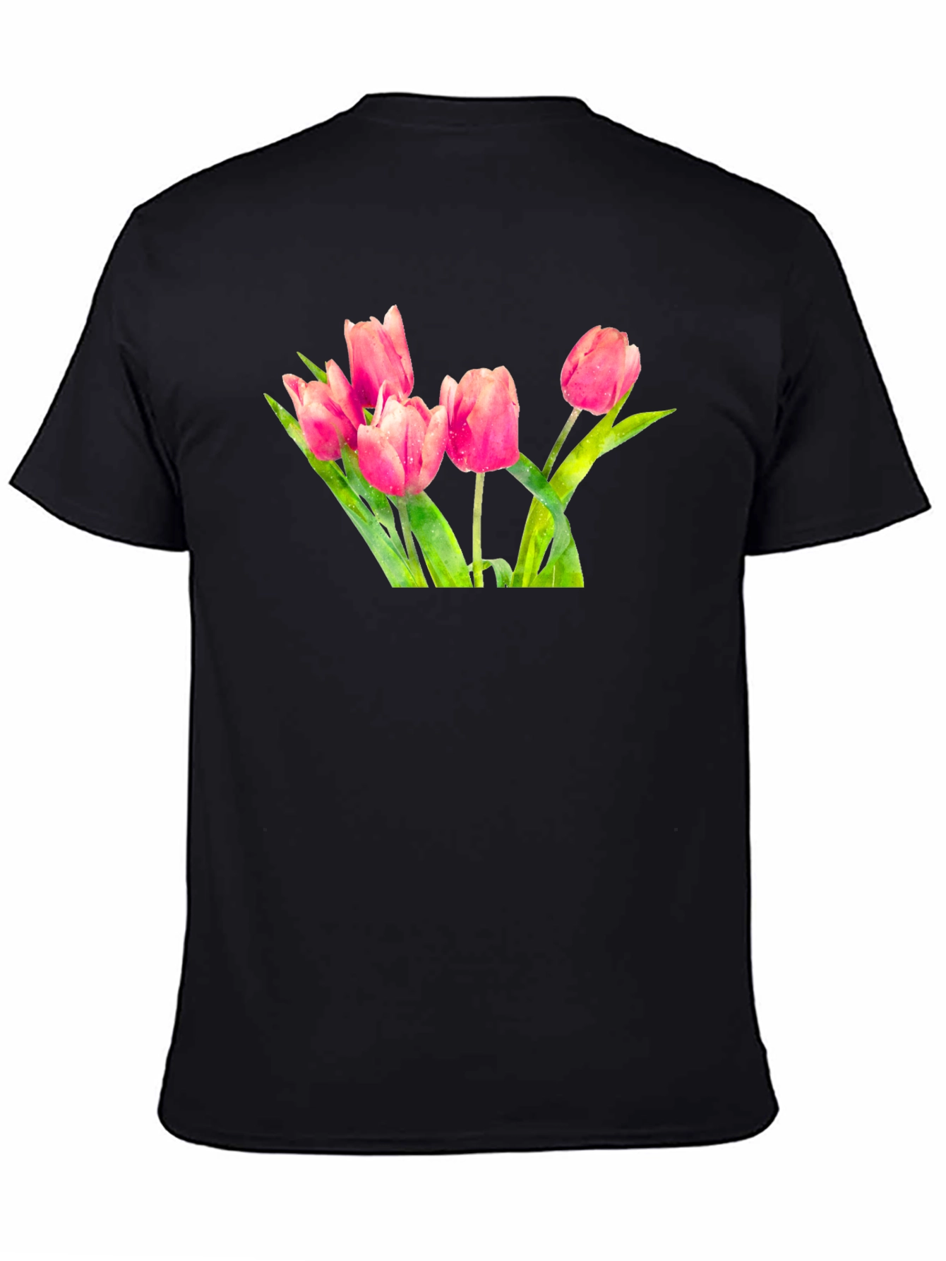 Tulip Print Black T-Shirt