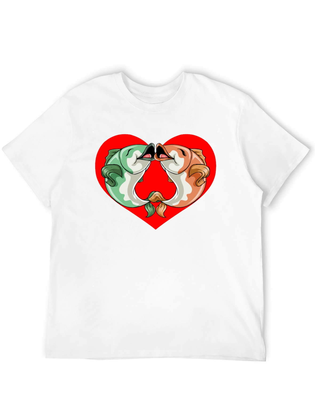 Fish Kissing Graphic Black T-Shirt