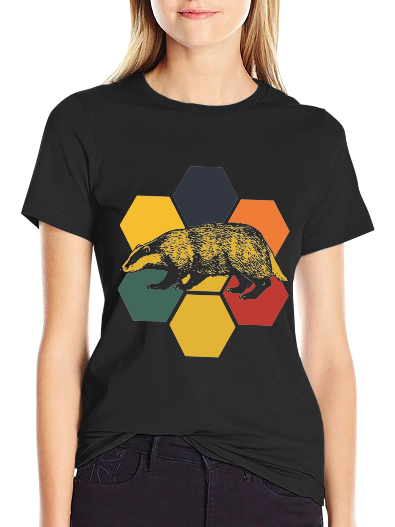Retro Badger Hexagon T-Shirt