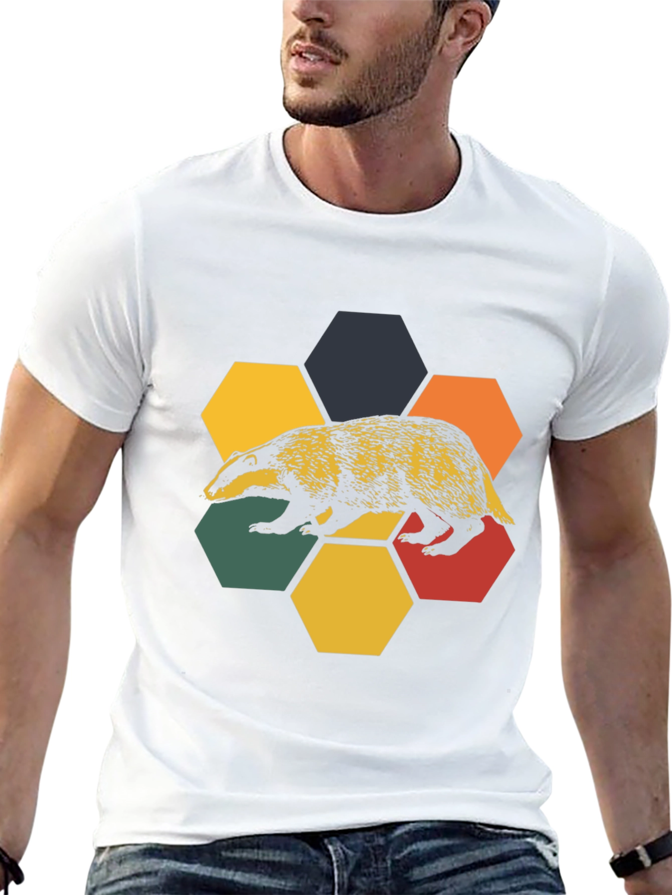 Retro Badger Hexagon T-Shirt