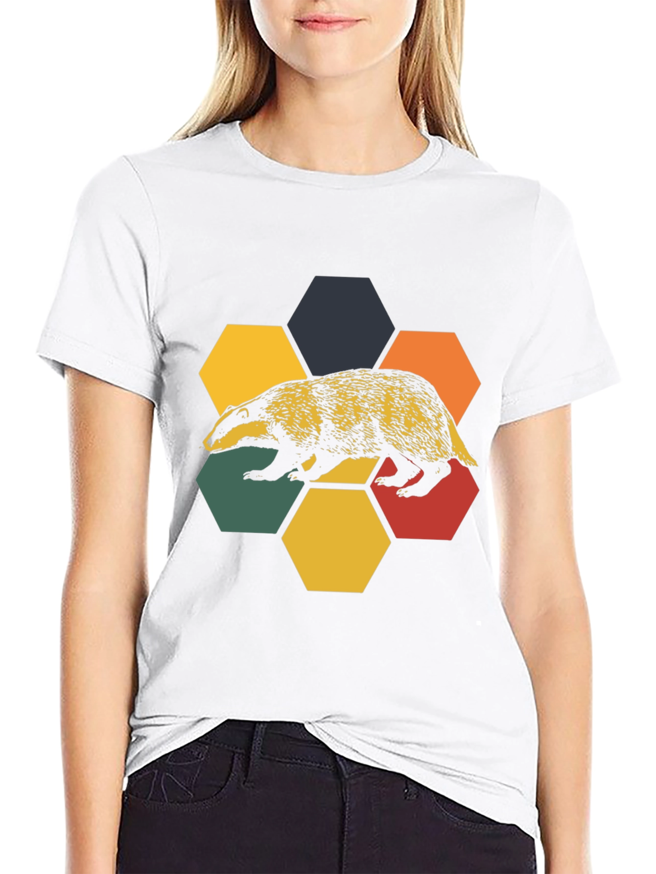 Retro Badger Hexagon T-Shirt