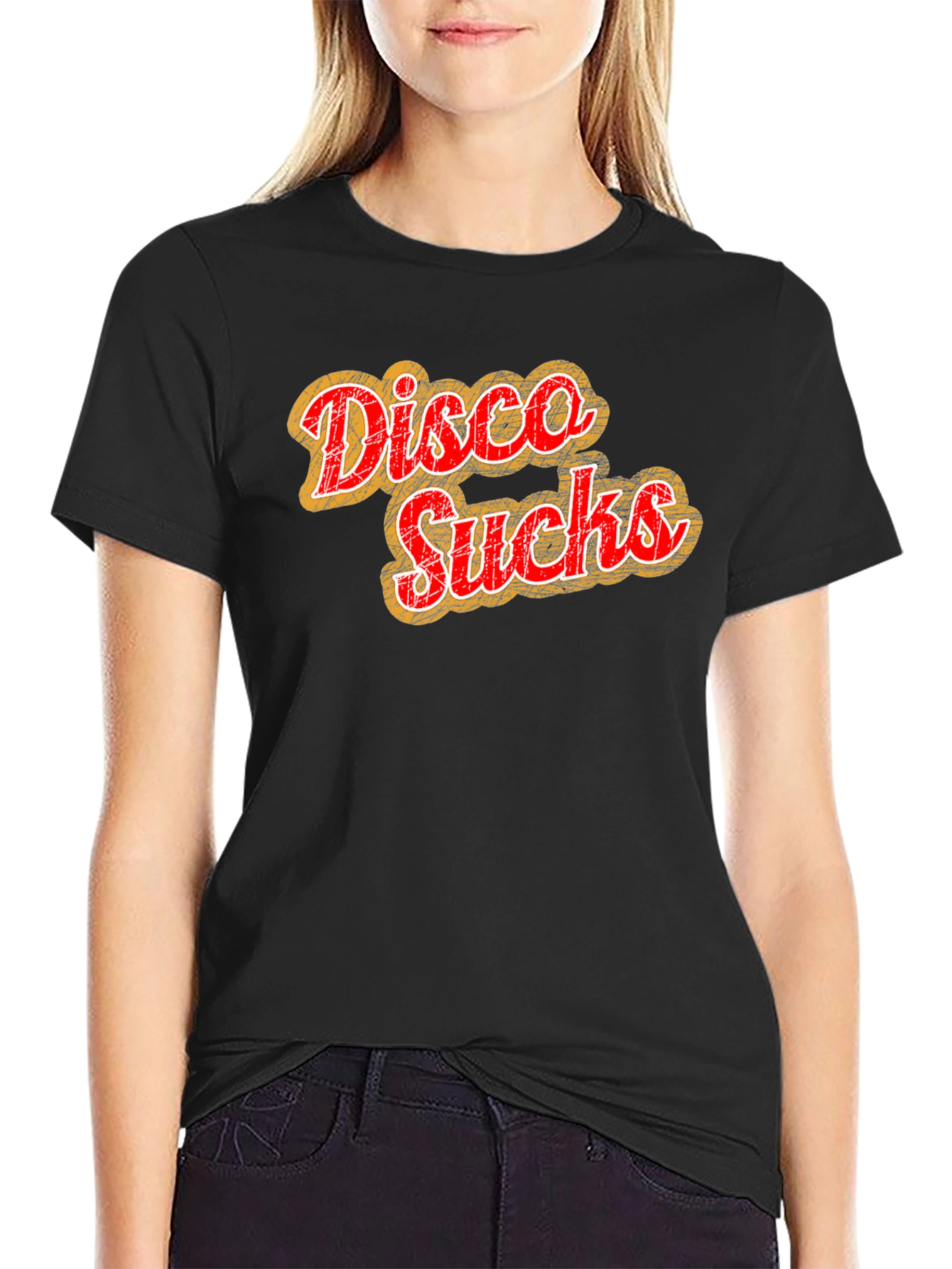 Disco Sucks Graphic Tee - Retro Style Black T-Shirt