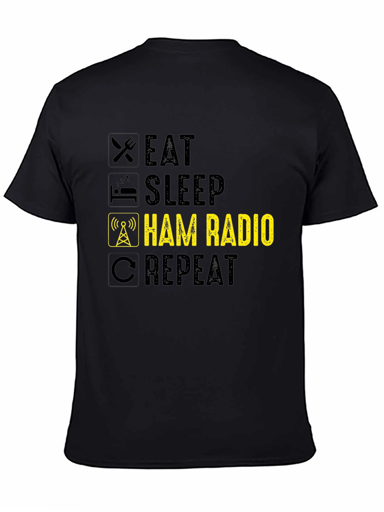 Eat Sleep Ham Radio Repeat Black T-Shirt