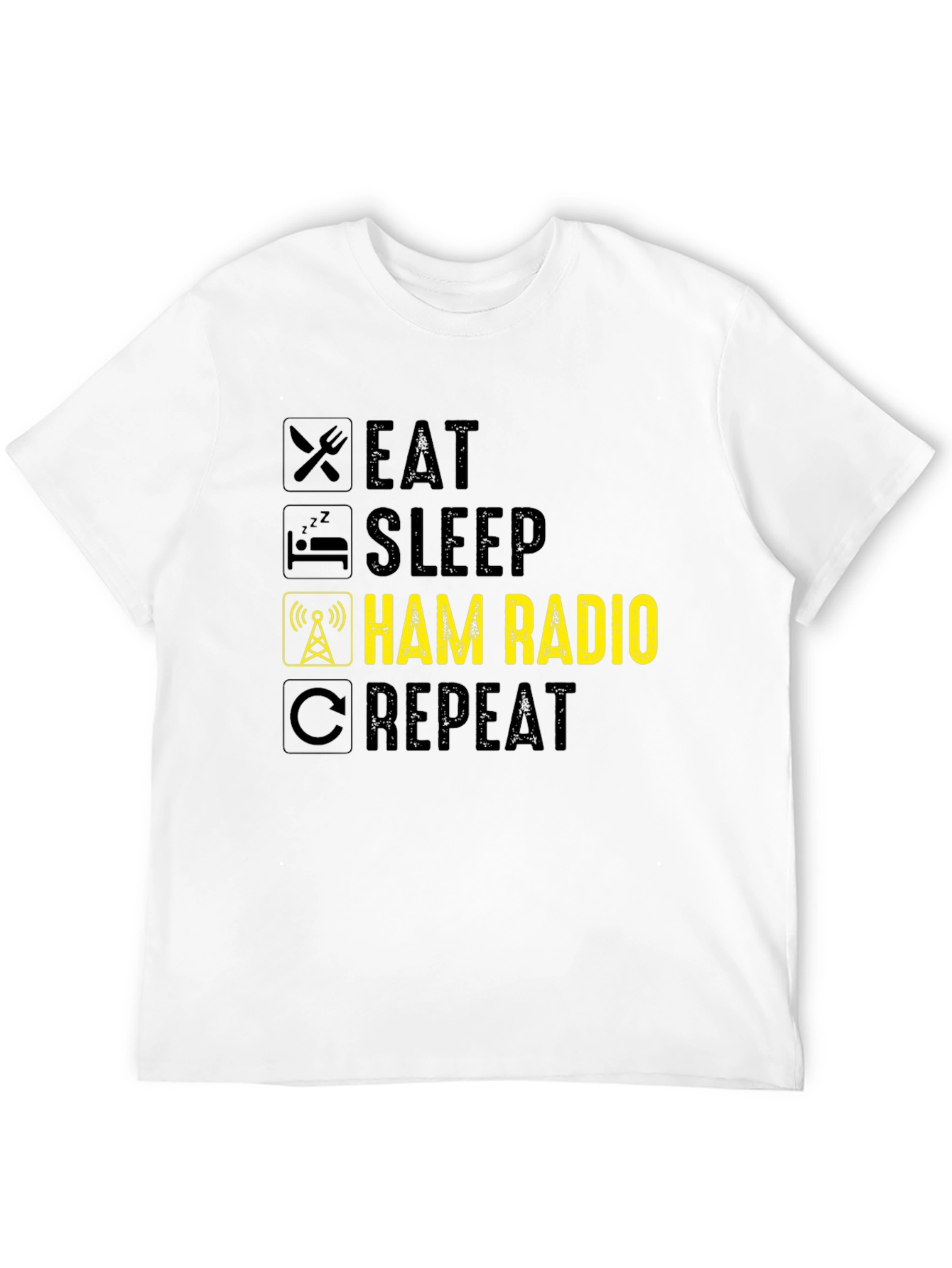 Eat Sleep Ham Radio Repeat Black T-Shirt