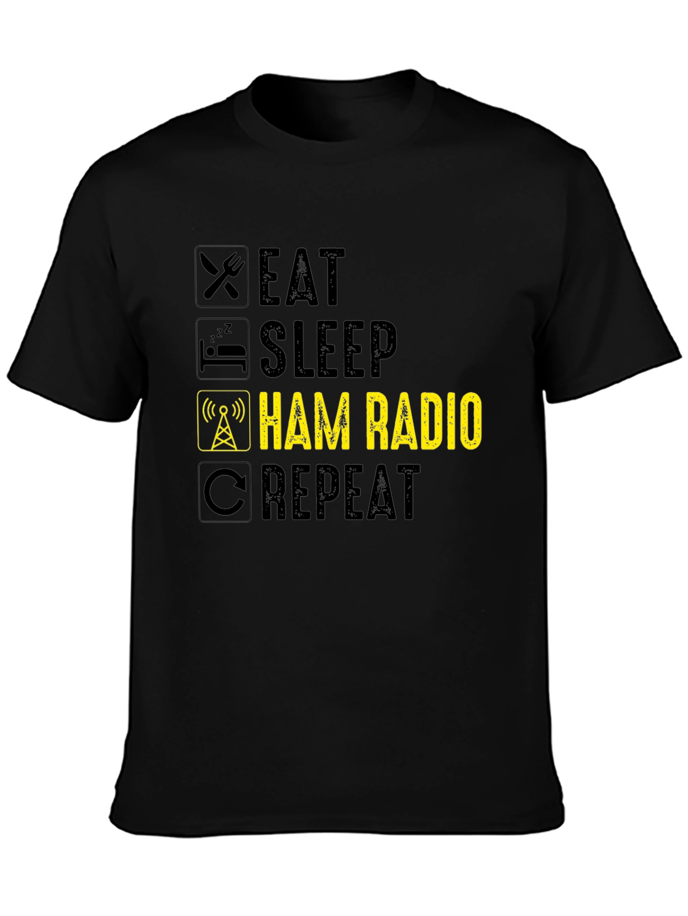 Eat Sleep Ham Radio Repeat Black T-Shirt