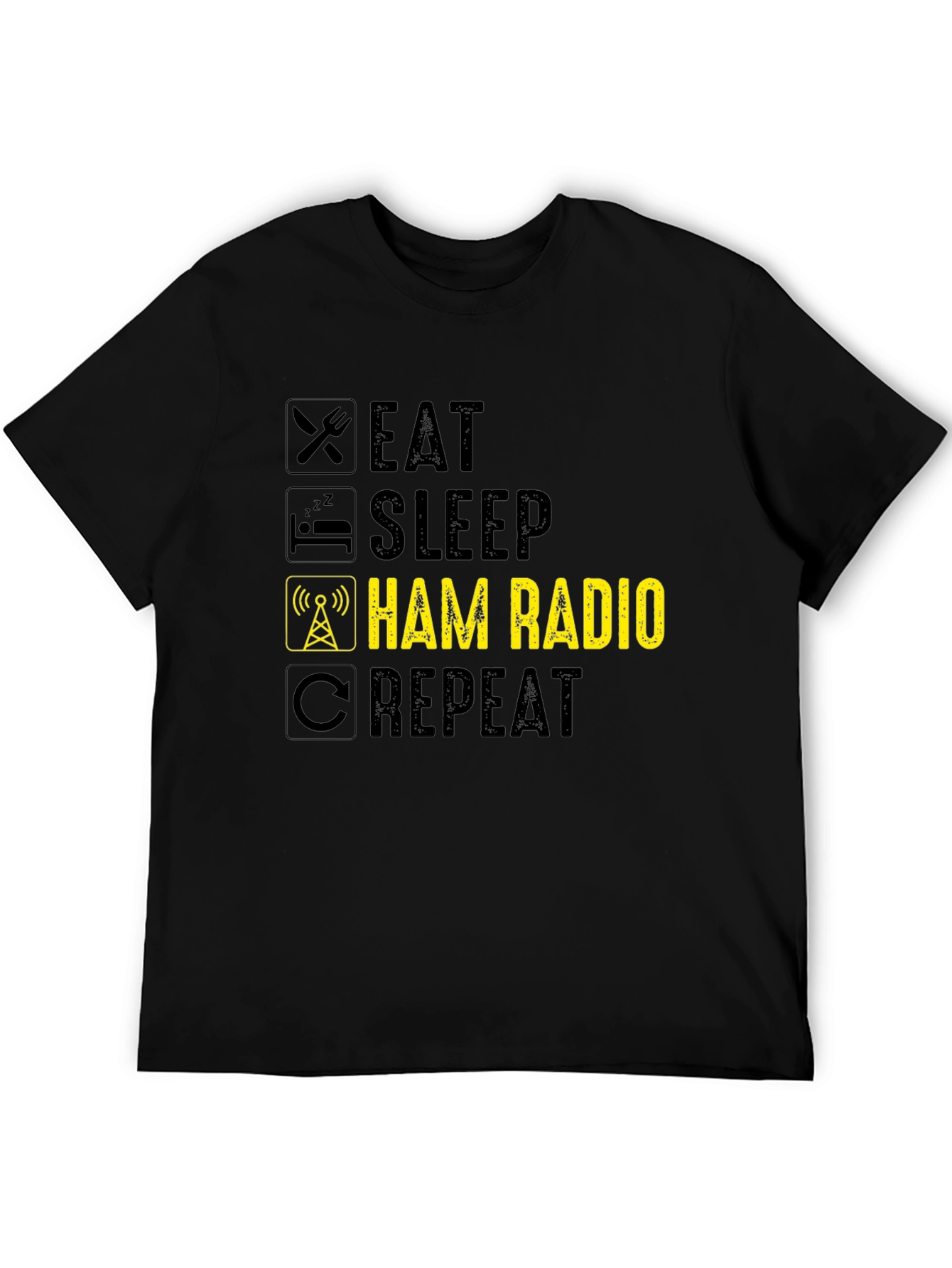 Eat Sleep Ham Radio Repeat Black T-Shirt