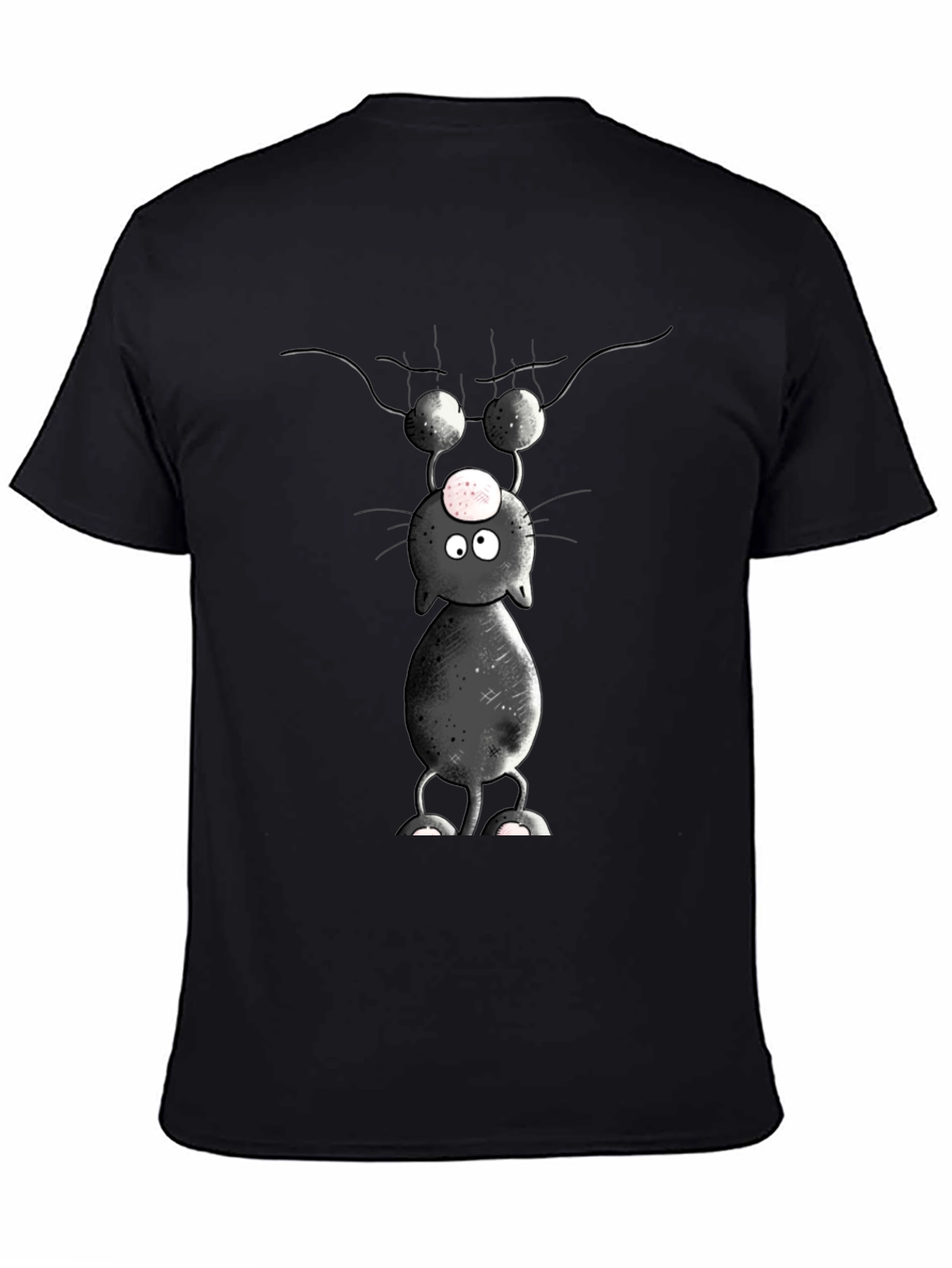 Cartoon Cat T-Shirt - Upside Down Humor