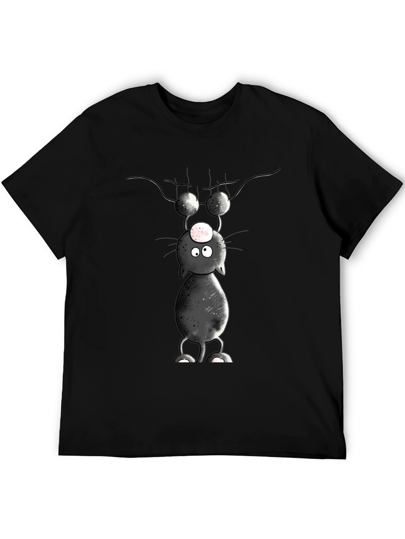Cartoon Cat T-Shirt - Upside Down Humor