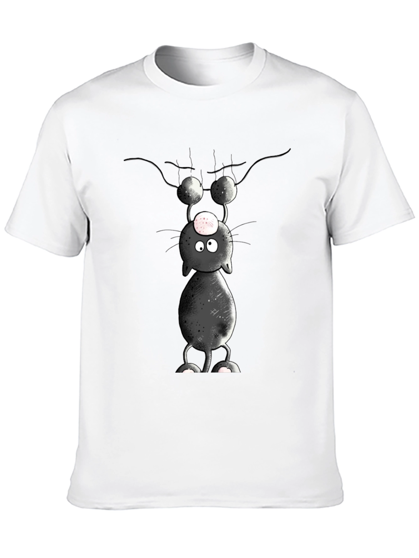 Cartoon Cat T-Shirt - Upside Down Humor