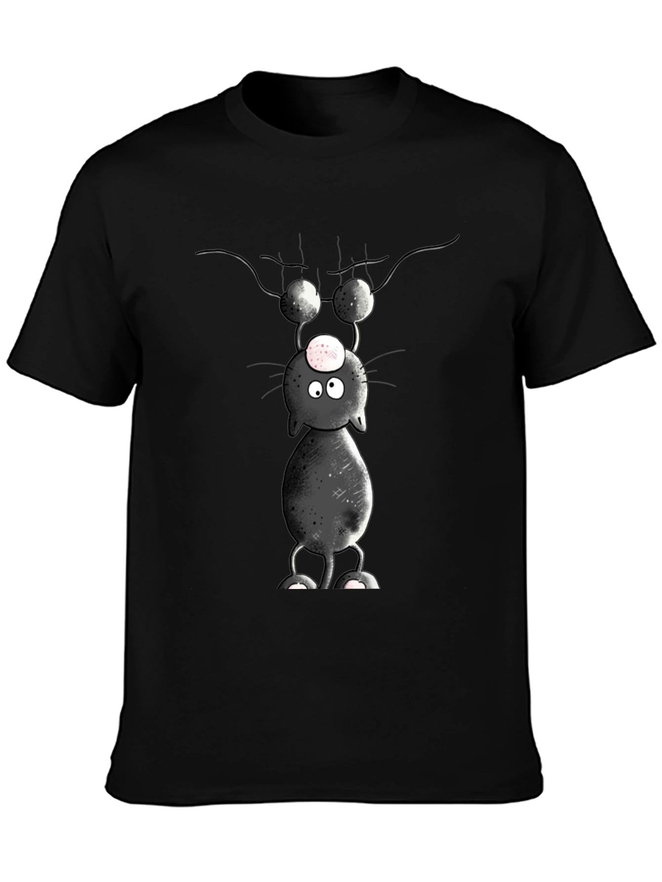 Cartoon Cat T-Shirt - Upside Down Humor