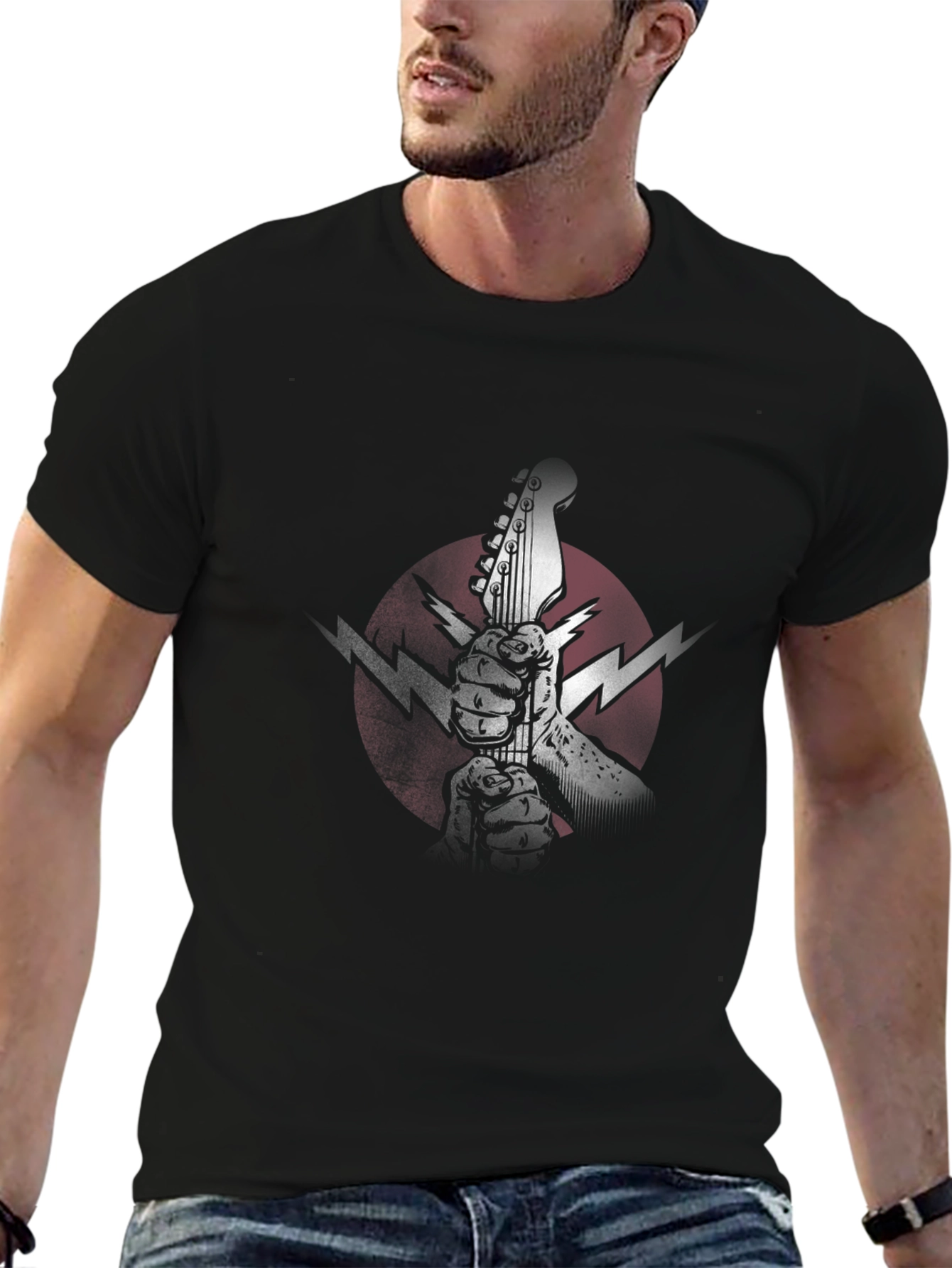 Electric Guitar Lightning Bolt Graphic Tee