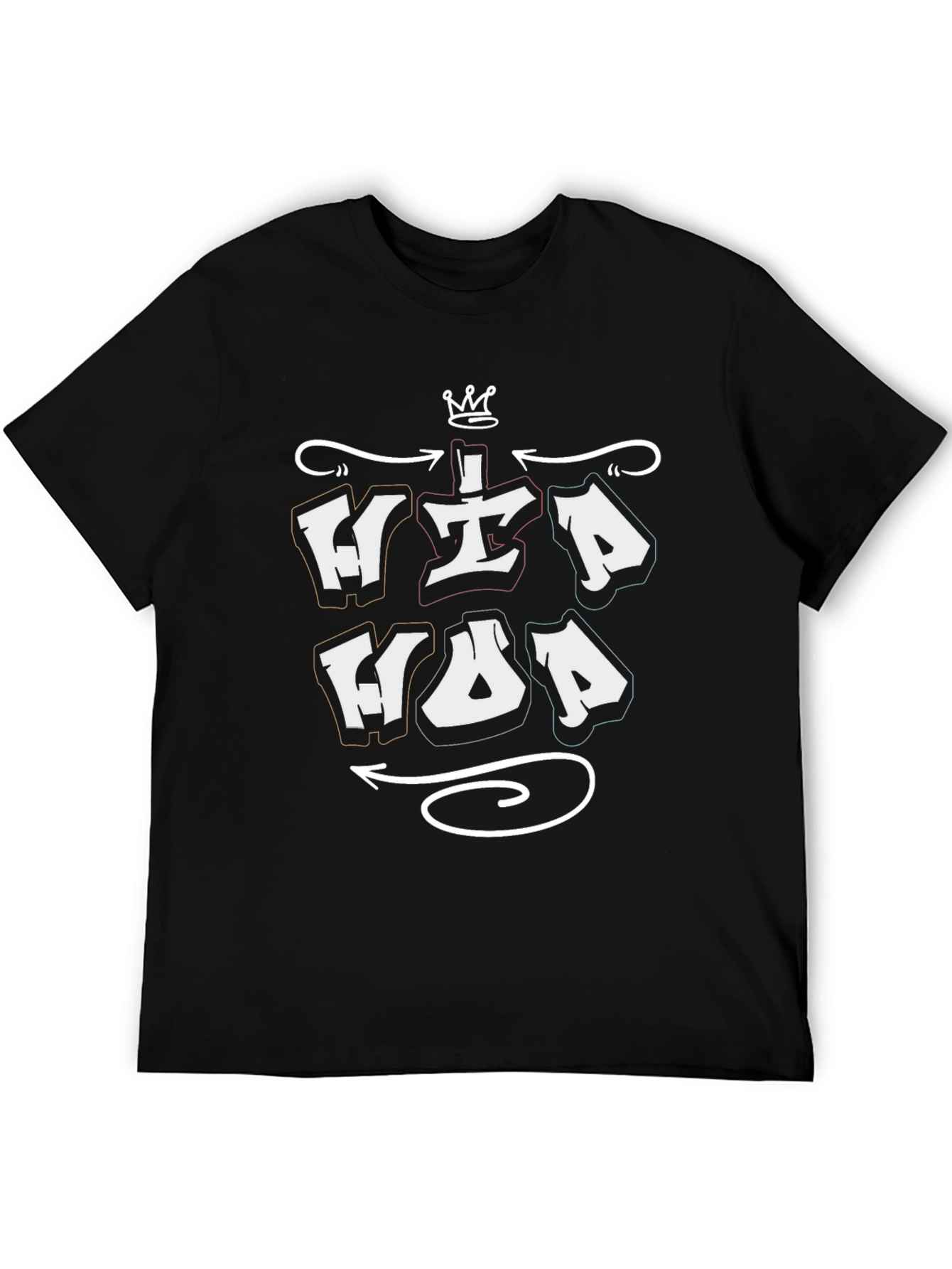 Hip Hop Graphic T-Shirt - Black Crew Neck Tee