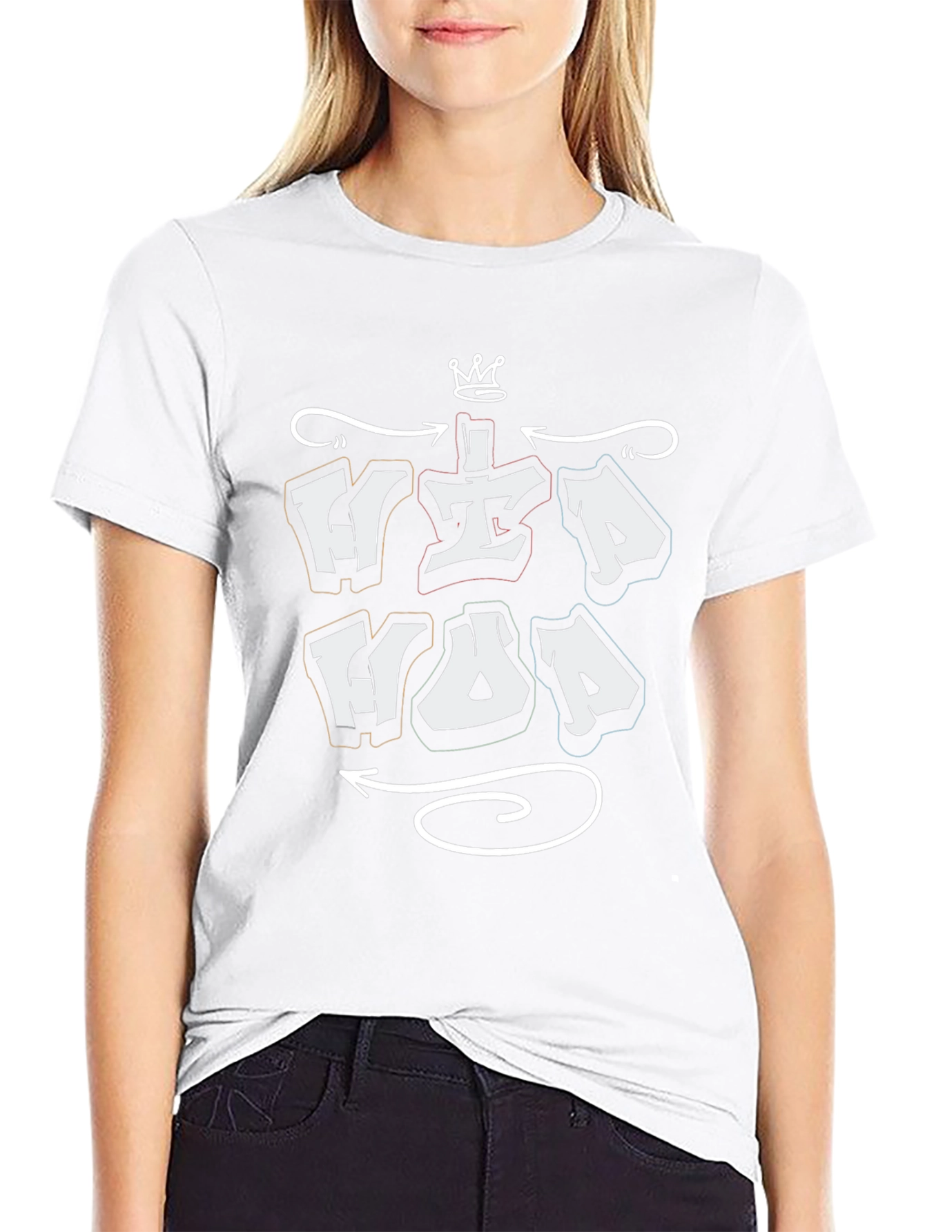 Hip Hop Graphic T-Shirt - Black Crew Neck Tee