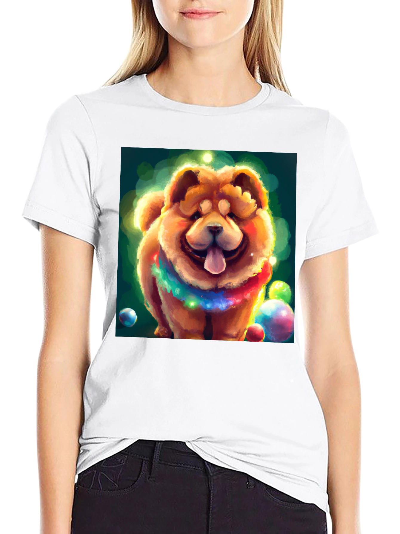 Cartoon Dog Graphic Black T-Shirt