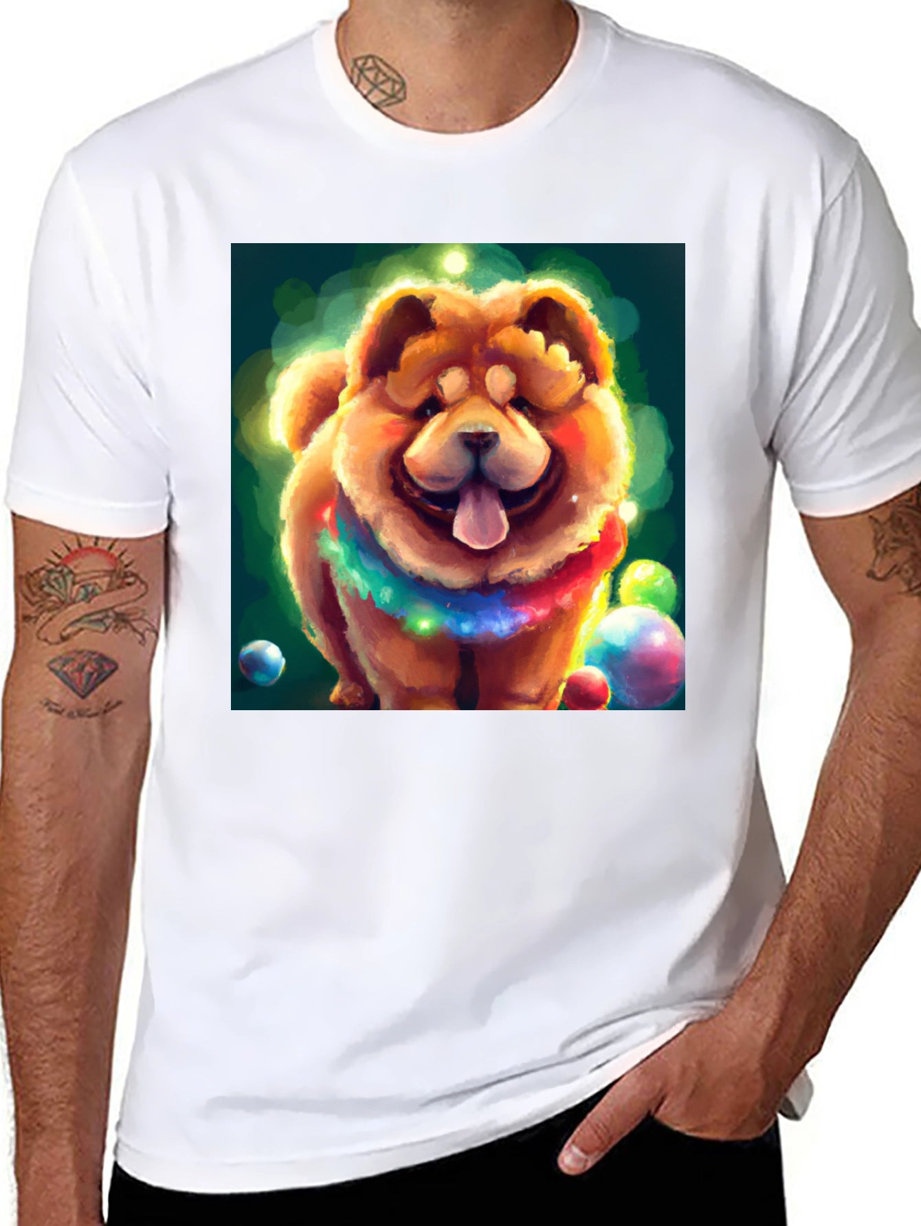 Cartoon Dog Graphic Black T-Shirt