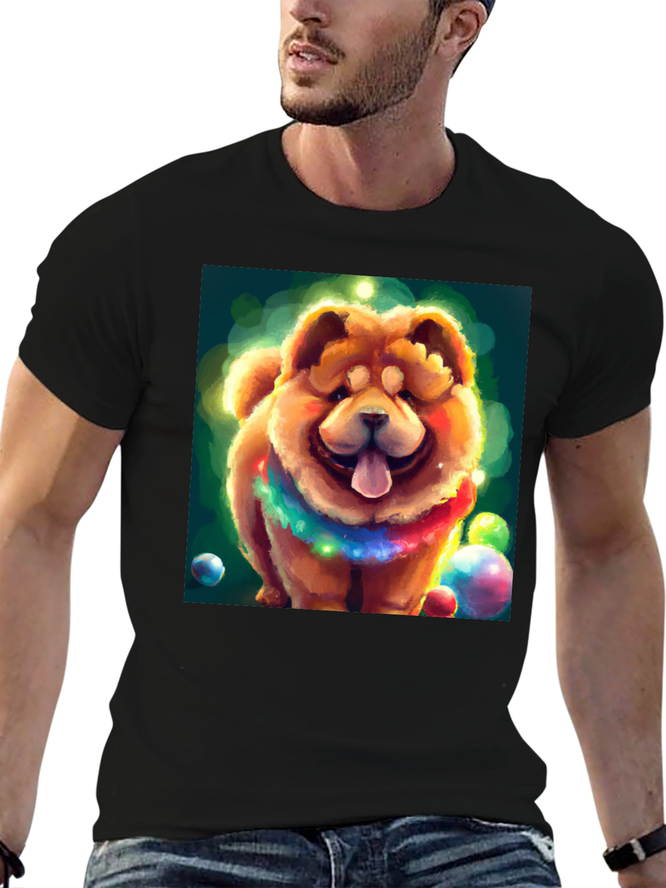Cartoon Dog Graphic Black T-Shirt