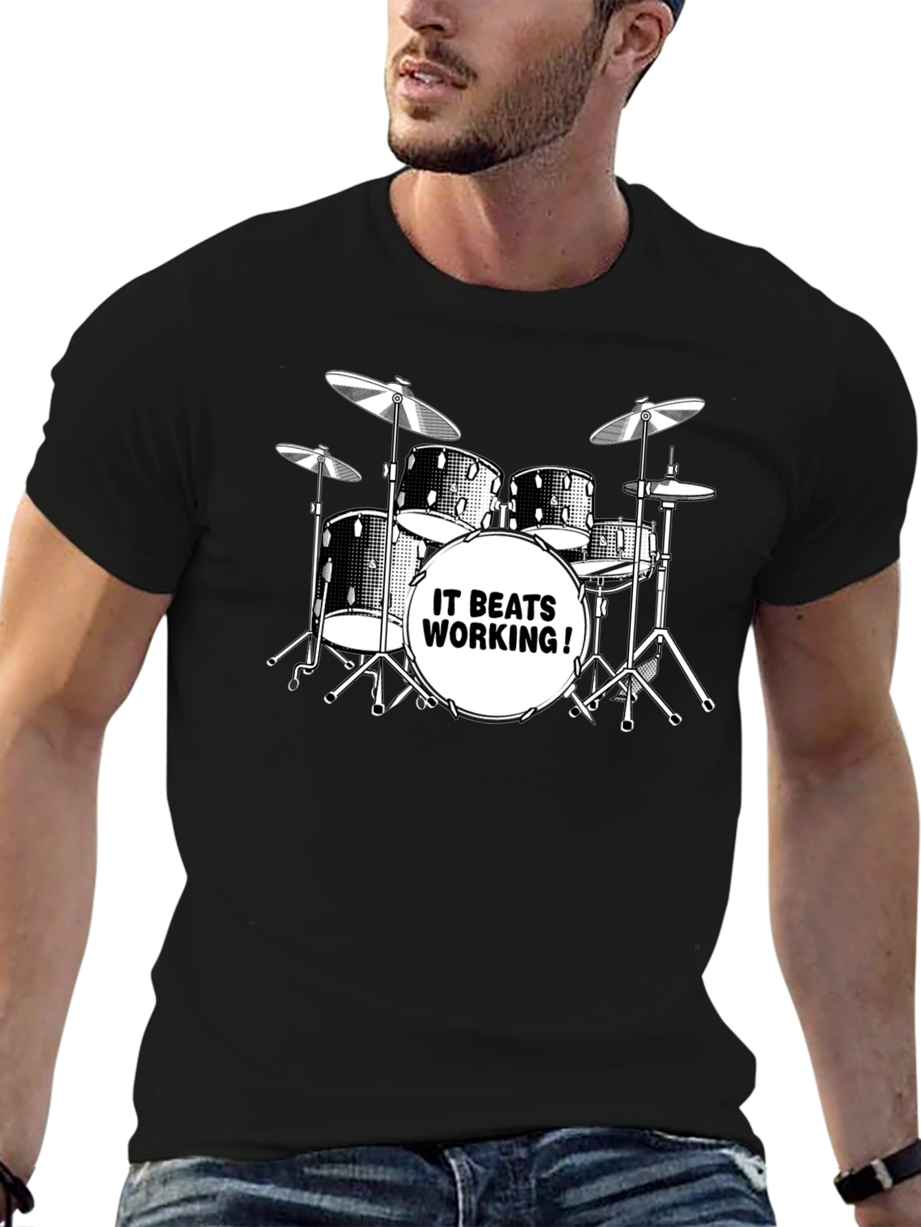 Drum Kit T-Shirt - It Beats Working!
